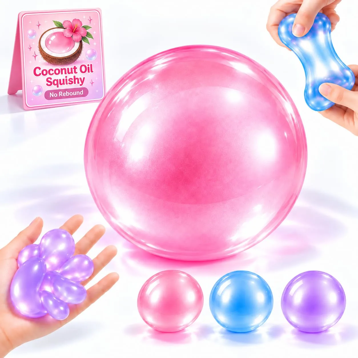 Coconut Oil Squishy,Coconut Oil Stress Ball,No Rebound Sensory Fidget Toy