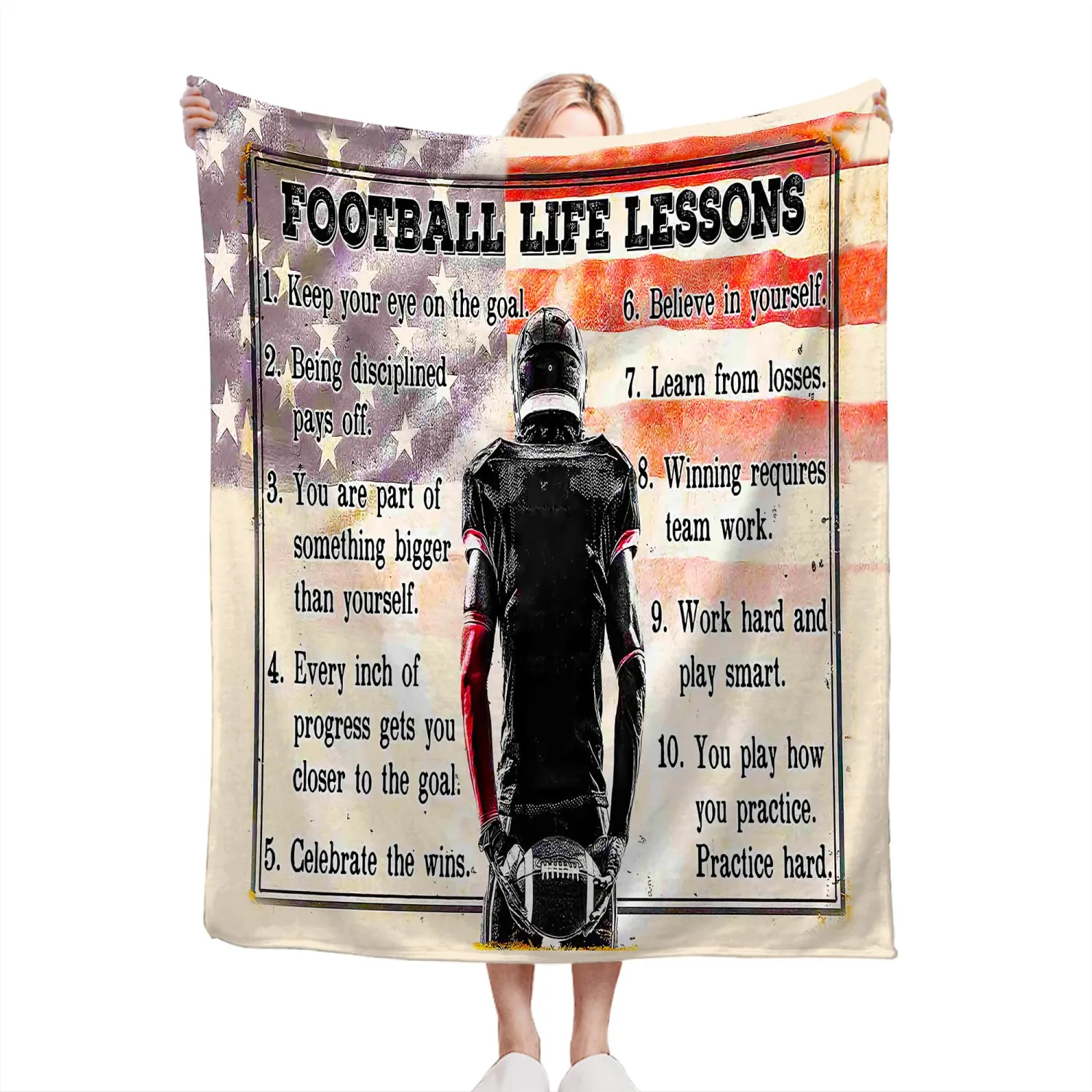 Football Blanket for Men Kids Teenagers Football Sports Throw Blanket for Football Lover Soft Cozy Warm Fuzzy Fleece Football Decor Blanket Gifts for Boys Women Girls Couch Sofa Bed 50"X40"
