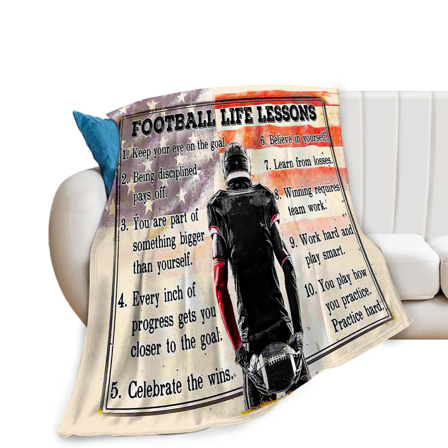 Football Blanket for Men Kids Teenagers Football Sports Throw Blanket for Football Lover Soft Cozy Warm Fuzzy Fleece Football Decor Blanket Gifts for Boys Women Girls Couch Sofa Bed 50"X40"