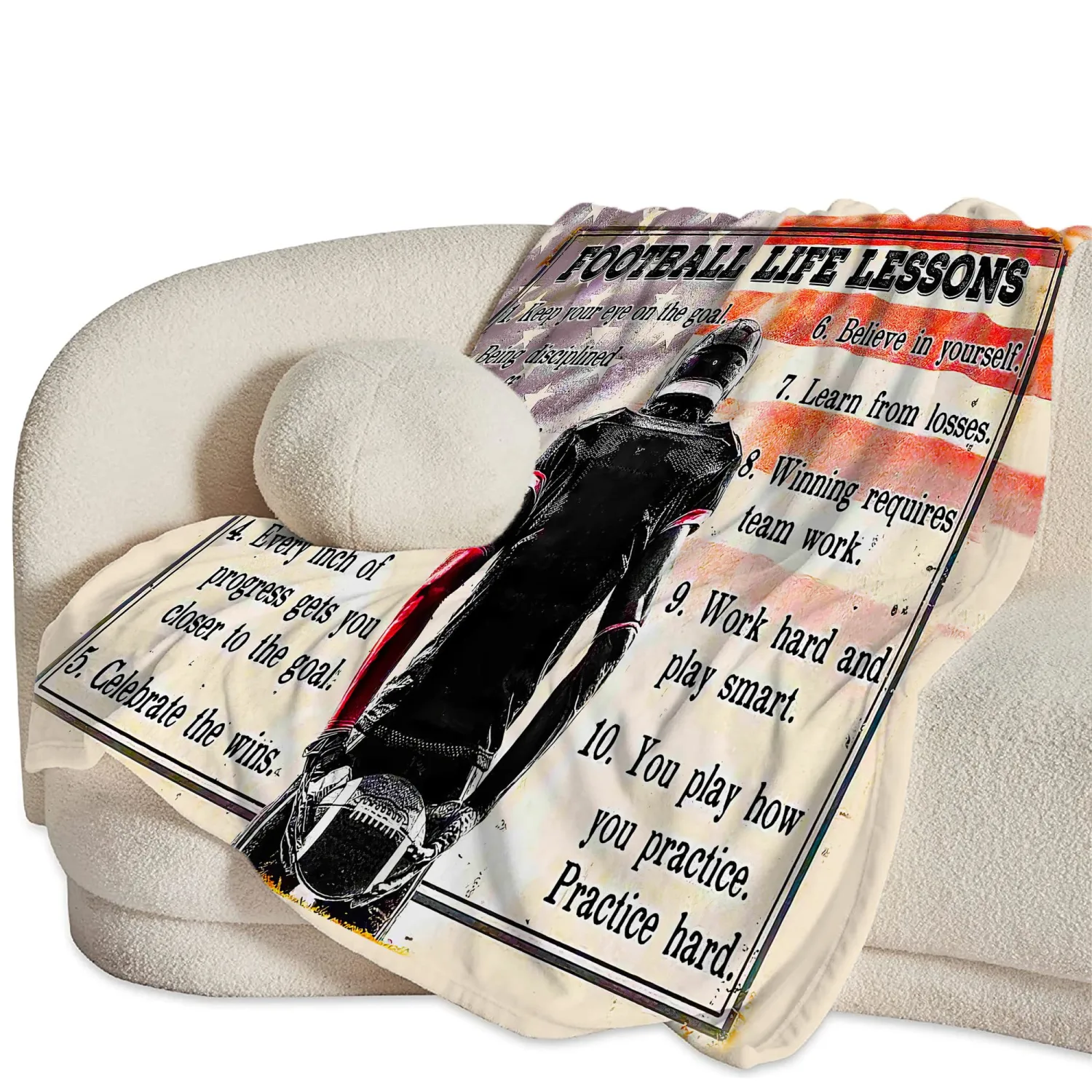 Football Blanket for Men Kids Teenagers Football Sports Throw Blanket for Football Lover Soft Cozy Warm Fuzzy Fleece Football Decor Blanket Gifts for Boys Women Girls Couch Sofa Bed 50"X40"