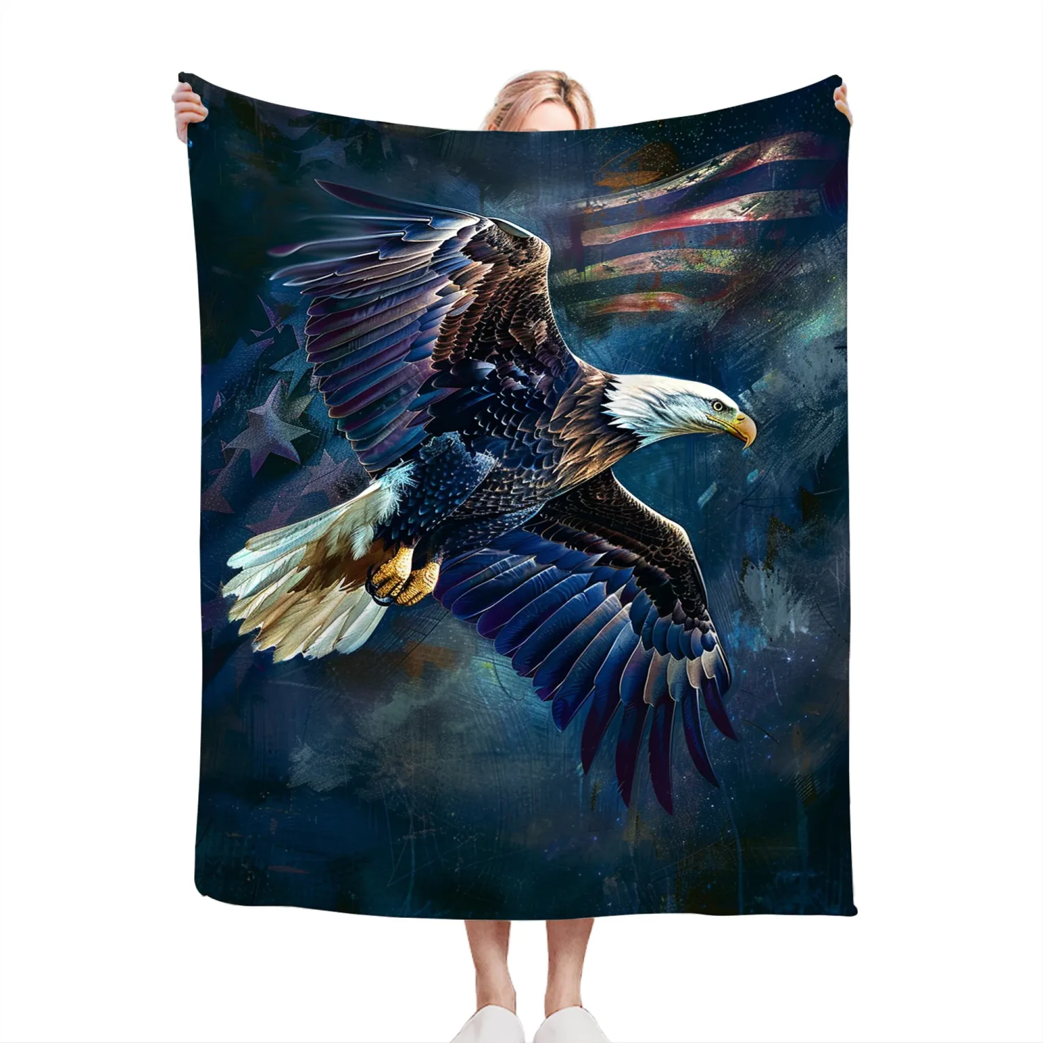 American Eagle Bald Eagle Throw Blanket - Soft Warm Cozy Fleece for Couch, Sofa, Bed - Animal Decor Gift for Girls, Women, Boys, Men - 50"x40"