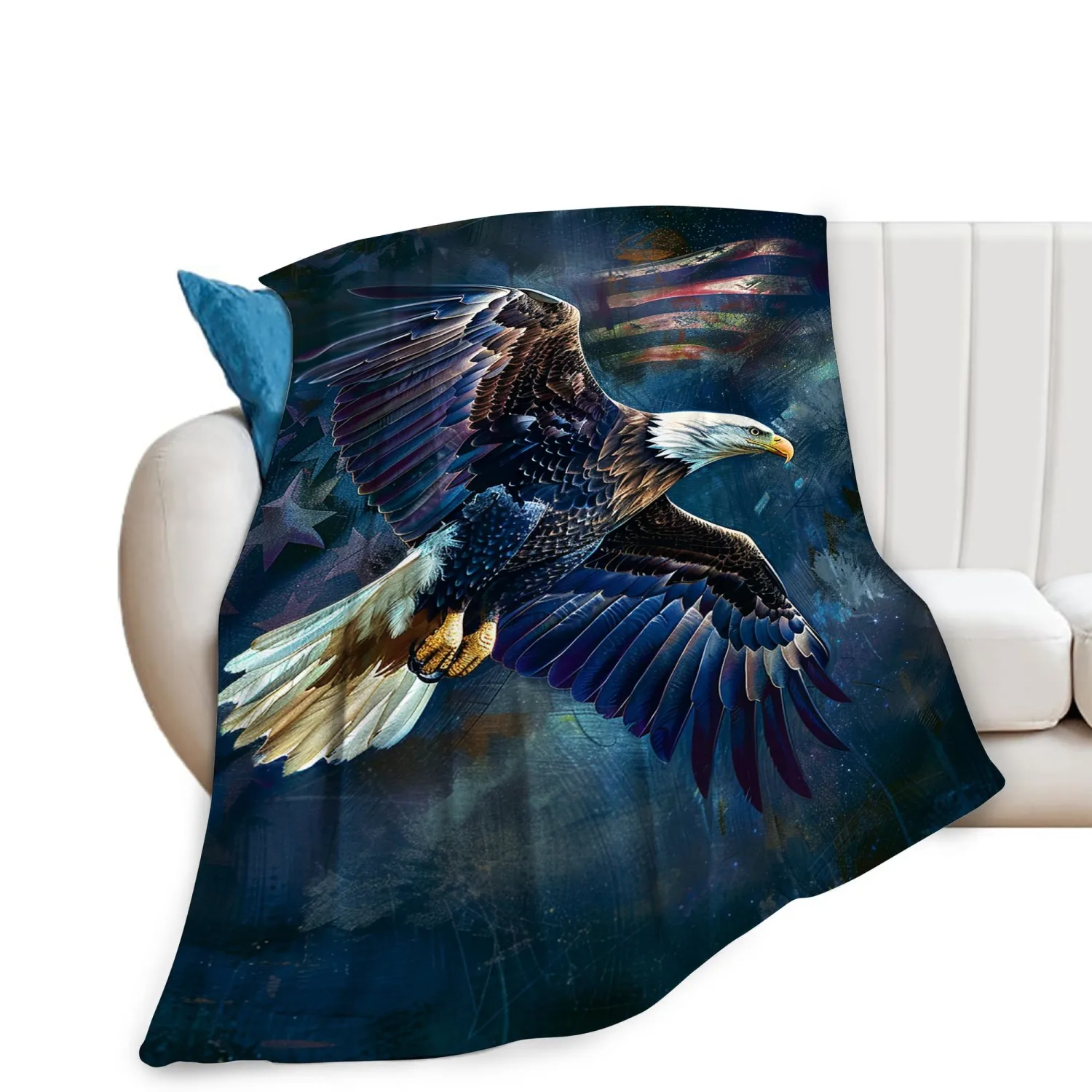 American Eagle Bald Eagle Throw Blanket - Soft Warm Cozy Fleece for Couch, Sofa, Bed - Animal Decor Gift for Girls, Women, Boys, Men - 50"x40"