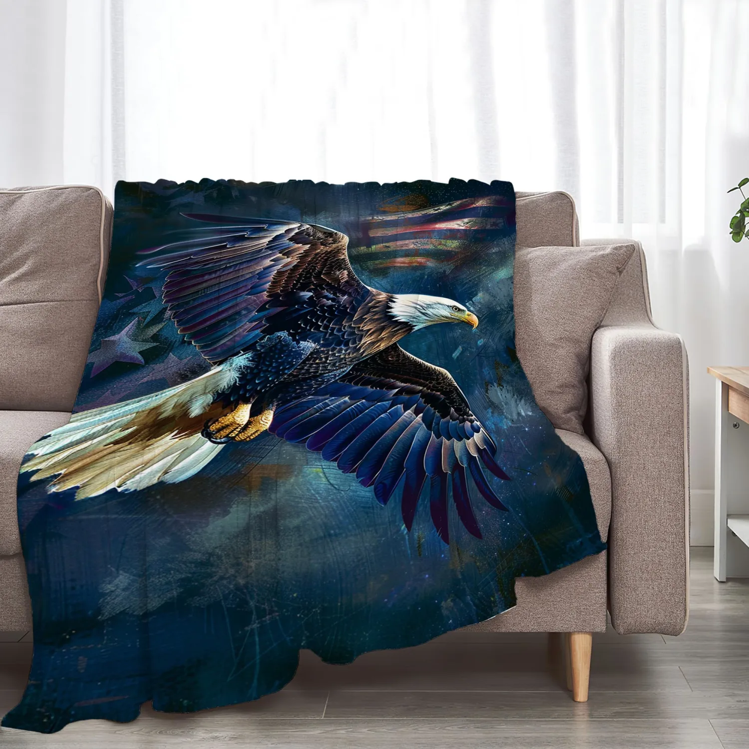 American Eagle Bald Eagle Throw Blanket - Soft Warm Cozy Fleece for Couch, Sofa, Bed - Animal Decor Gift for Girls, Women, Boys, Men - 50"x40"