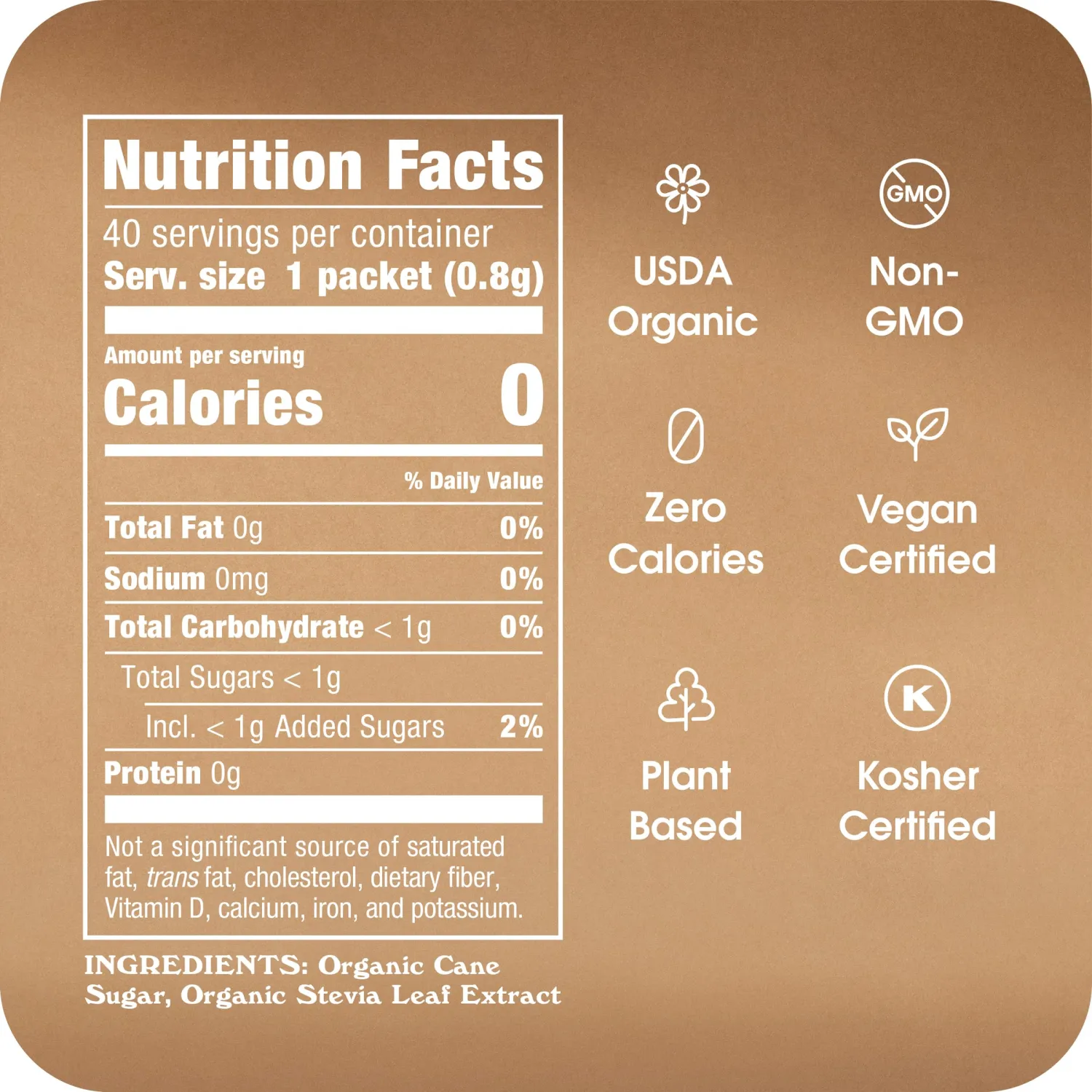 Stevia In The Raw Organic Stevia Sweetener Packets, 40 Ct