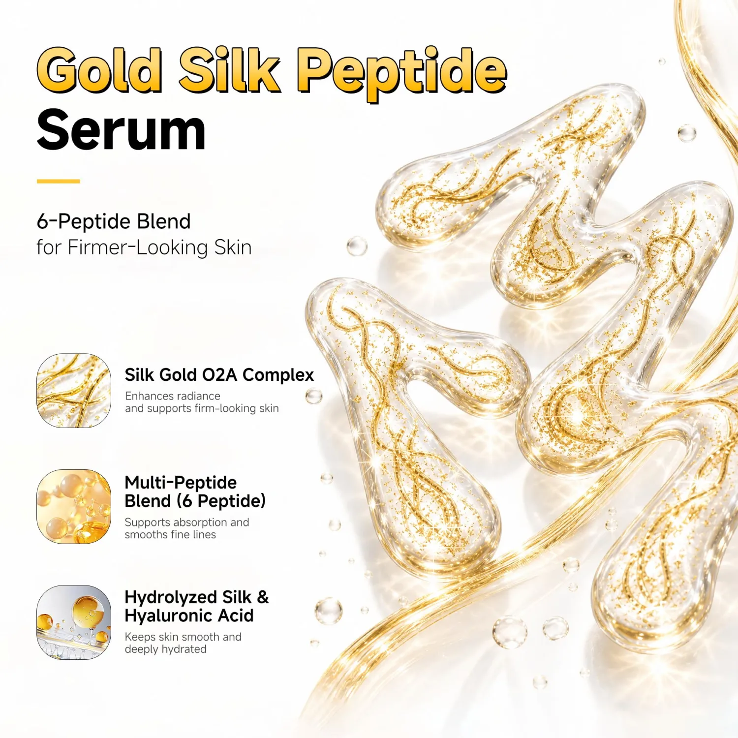 Deep Collagen Silk Peptide Ampoule for Face, Korean Anti-Aging Serum with Collagen & Peptide, Tightens Smooths & Hydrates Skin, Improves Elasticity & Reduces Fine Lines