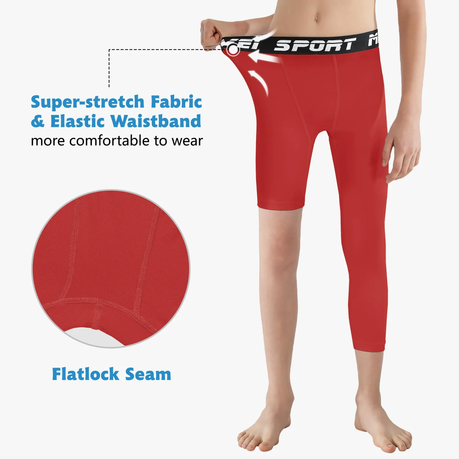 MIVEI One Leg Compression Pants Youth Boys Basketball Tights