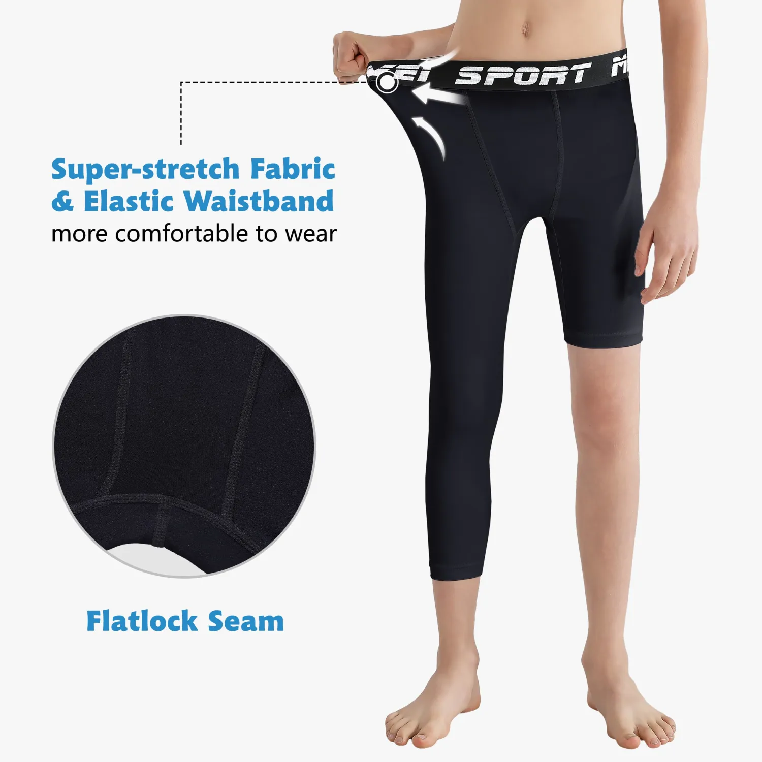 MIVEI One Leg Compression Pants Youth Boys Basketball Tights