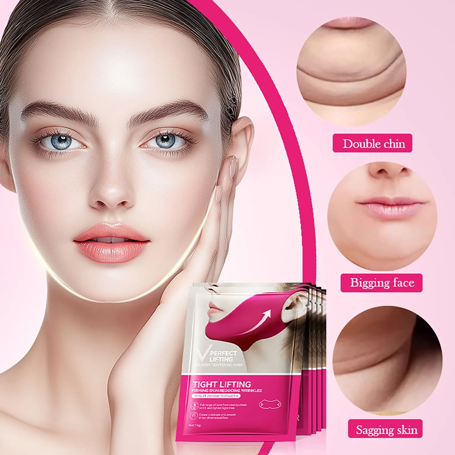 Collagen V line lifting Mask Double Chin Reducer 5PCS Slimming Firming Moisturizing Skincare Face Mask