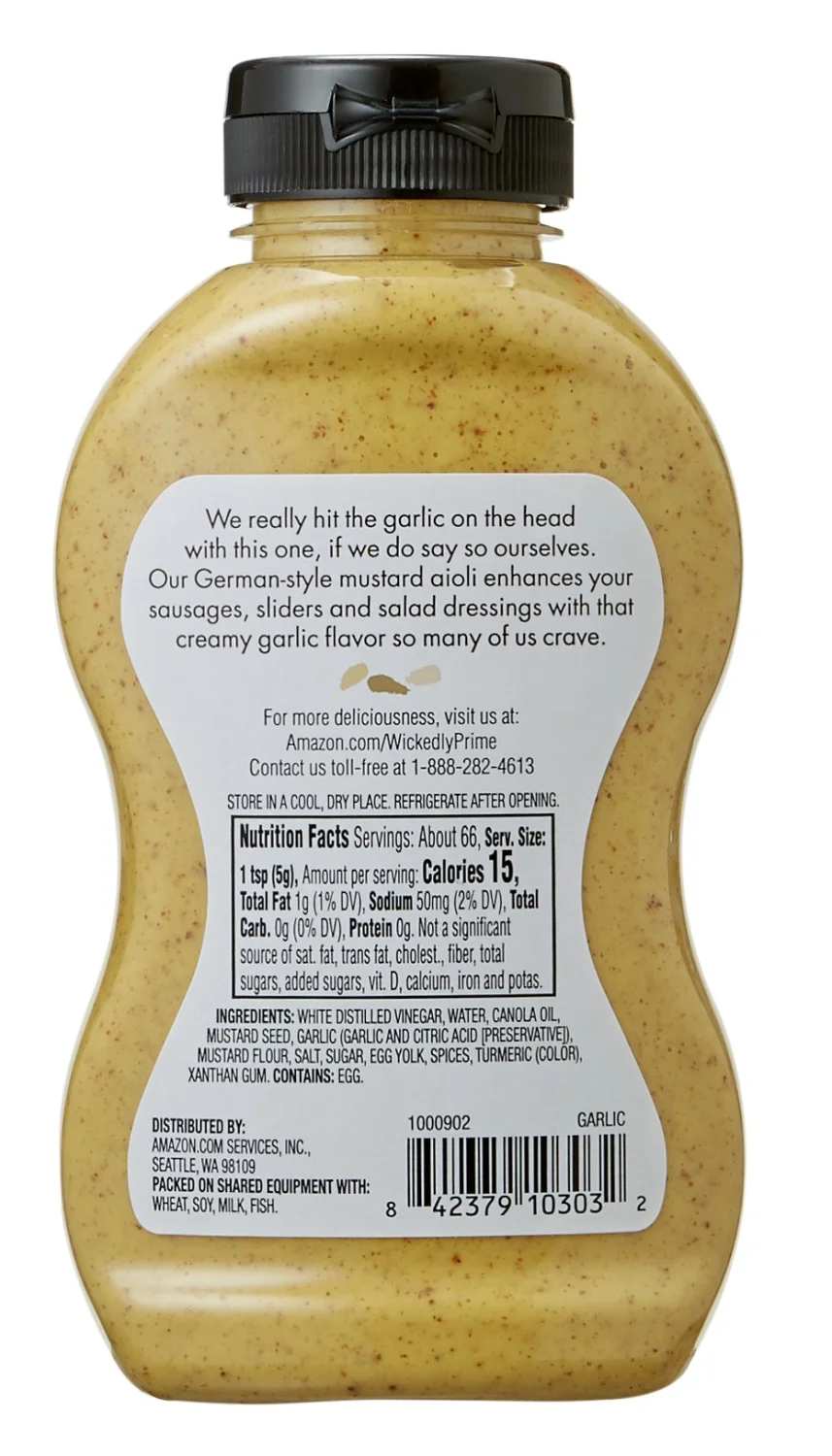 Amazon Brand - Wickedly Prime Mustard, Creamy Garlic Aioli, 11.75 Ounce (pack of 2)
