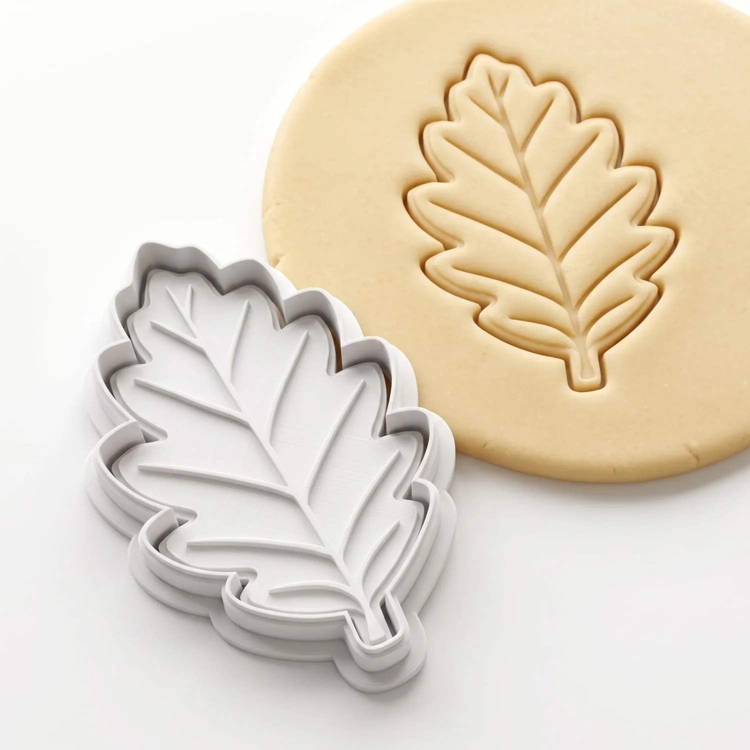 Thanksgiving Cookie Cutters Elm Leaves Fall Shapes 3D Printed PLA Fondant Cutter with Embosser Stamp 4 Inch Autumn Harvest Holiday Baking Mold for Decorating Party Favors