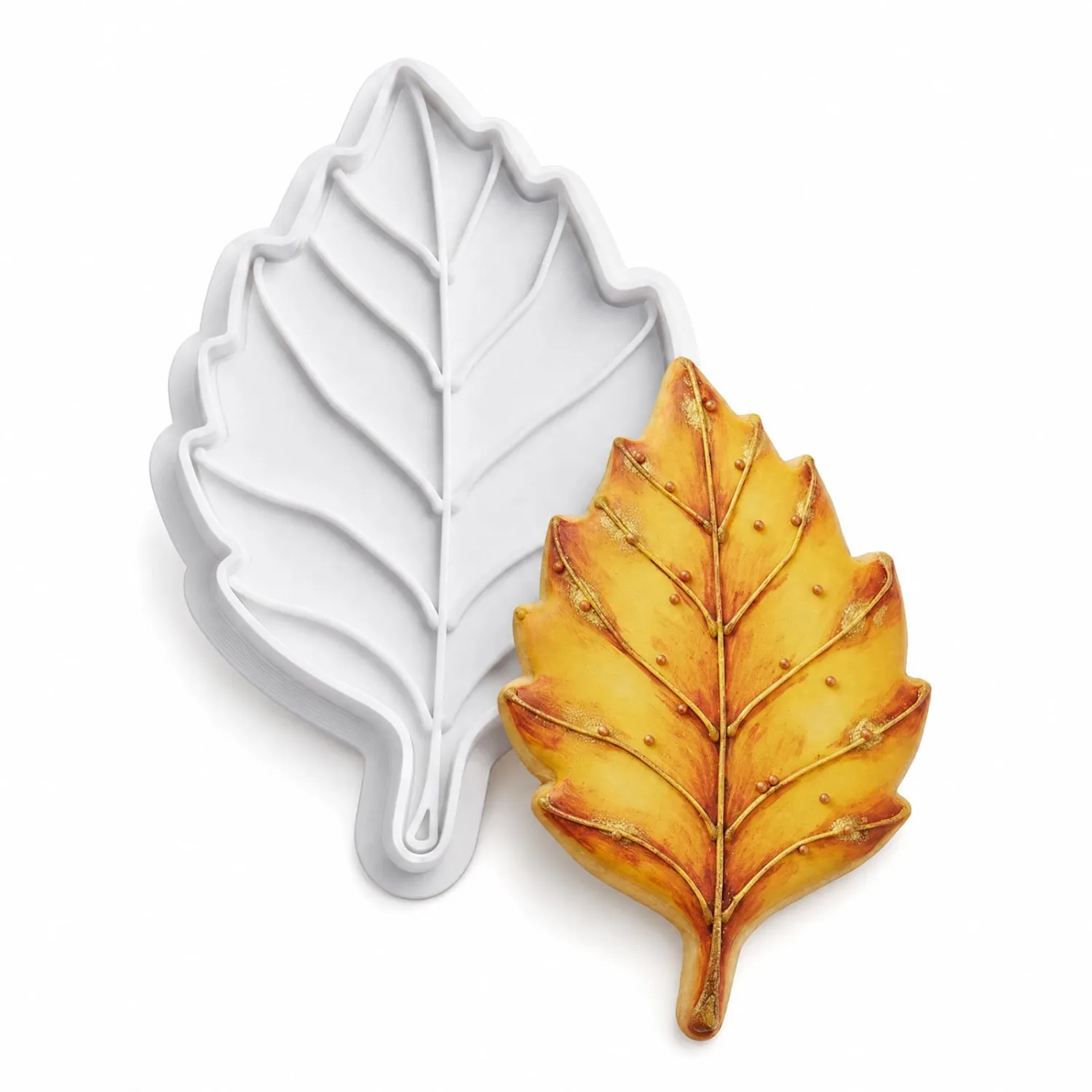 Thanksgiving Cookie Cutters Birch Leaves Fall Shapes 3D Printed PLA Fondant Cutter with Embosser Stamp 4 Inch Autumn Harvest Holiday Baking Mold for Decorating Party Favors
