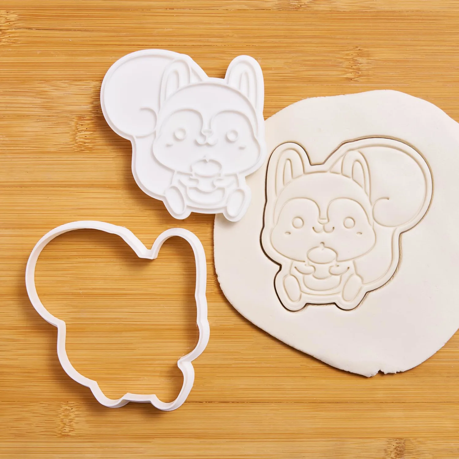 Fall Thanksgiving Cookie Cutter Squirrel Shapes with Plunger Stamps Holiday PLA Baking Accessories Cutter Molds Gifts for Kids Decorative Party 5" Kitchen Cake Supplies
