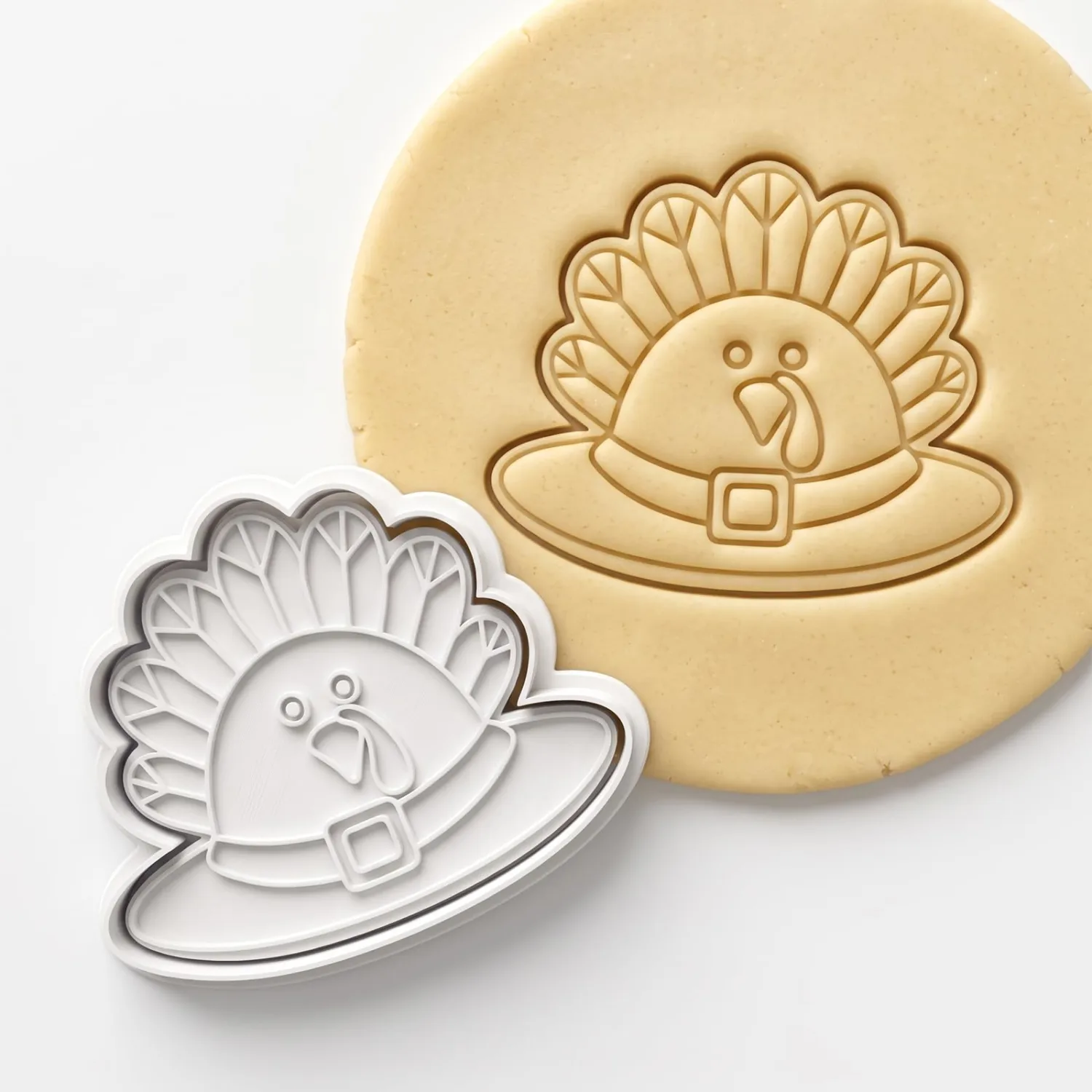 Thanksgiving Cookie Cutters Hat Turkey Fall Shapes 3D Printed PLA Fondant Cutter with Embosser Stamp 3.5 Inch Autumn Harvest Holiday Baking Mold for Decorating Party Favors