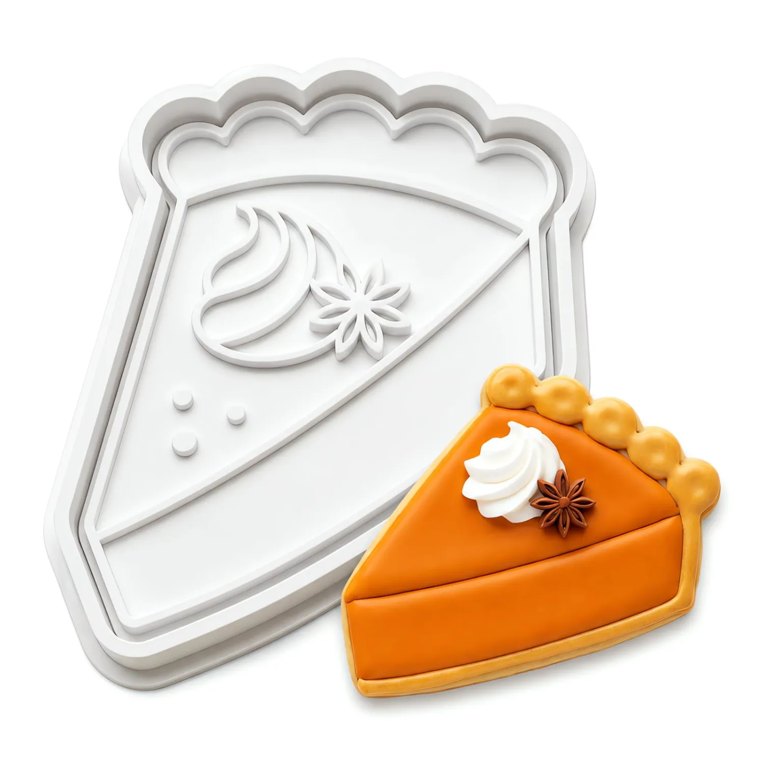 Pumpkin Pie Slice Cookie Cutter and Embosser Pie Texture in One Press 6" Thanksgiving Fall Baking
