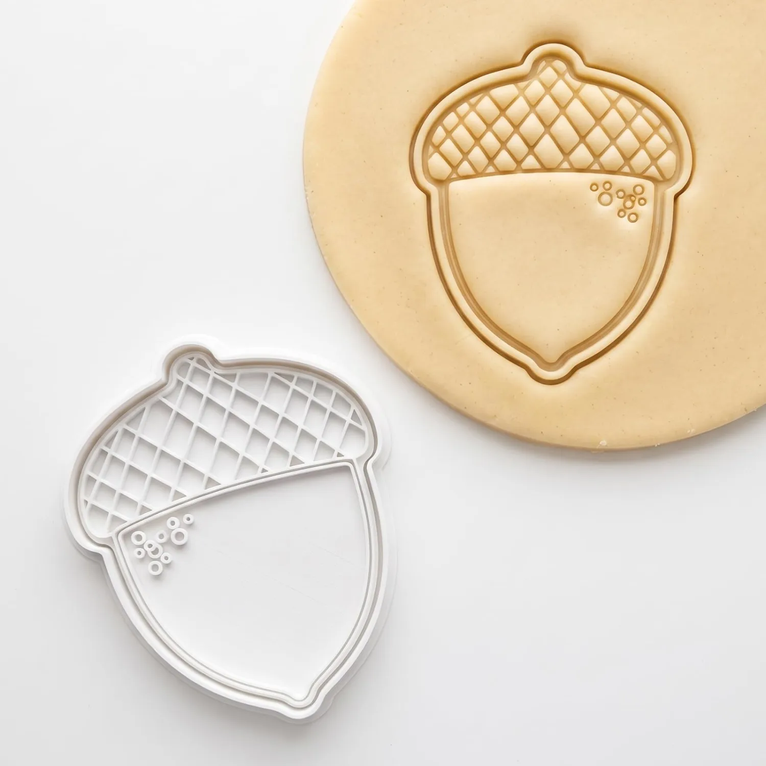 Thanksgiving Cookie Cutters Acorn Fall 3D Printed PLA Fondant Cutter with Embosser Stamp 4 Inch Autumn Harvest Holiday Baking Mold for Decorating Party Favors