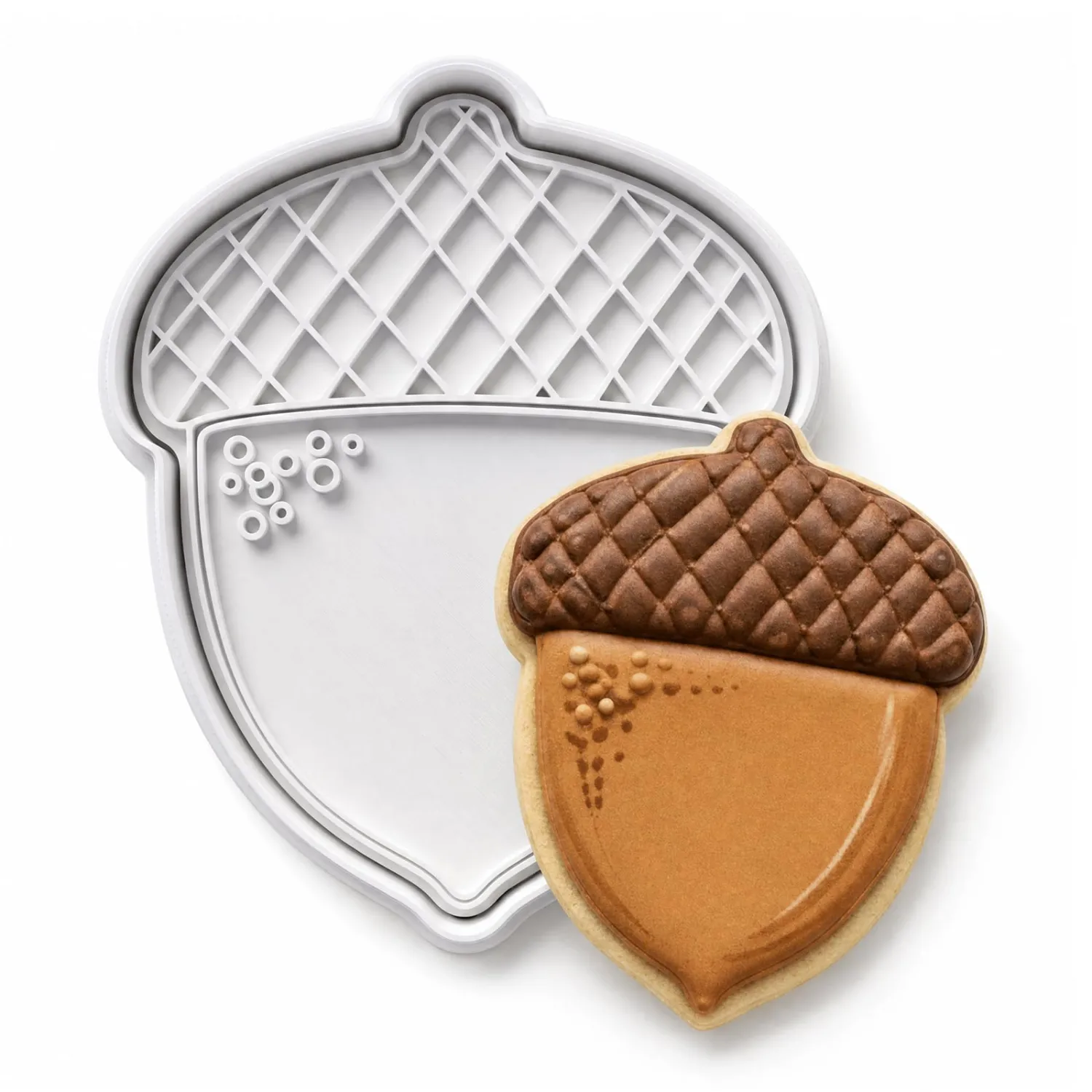 Thanksgiving Cookie Cutters Acorn Fall 3D Printed PLA Fondant Cutter with Embosser Stamp 4 Inch Autumn Harvest Holiday Baking Mold for Decorating Party Favors