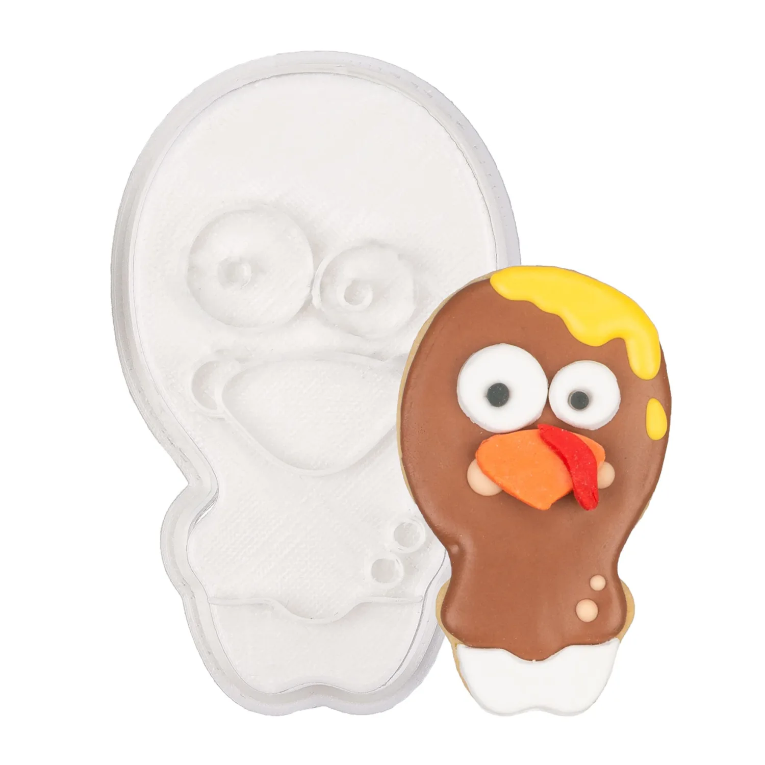Thanksgiving Cookie Cutters Turkey Leg with Plunger Stamps Handle Holiday PLA Baking Accessories Cutter Molds Gifts Decorative Party 3.5" Kitchen Cake Supplies