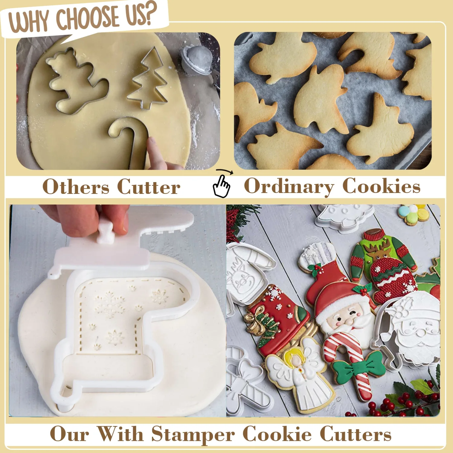 Christmas Standing Snowman Cookie Cutter and Embosser Set Detail 3" Baking Mold