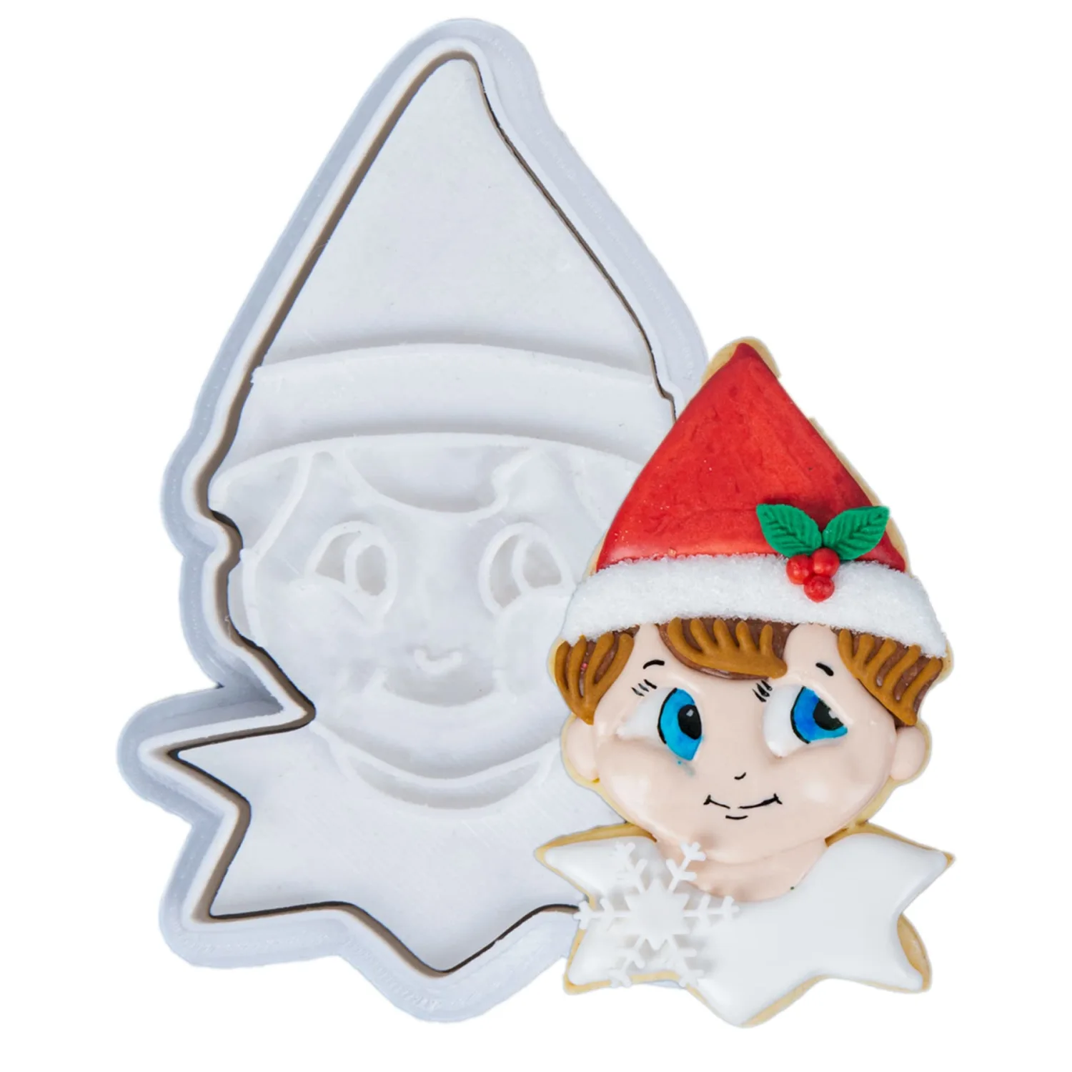 Christmas Cookie Cutters Elf Shapes with Plunger Stamps Holiday PLA Baking Accessories Cutter Molds Gifts Decorative Party 3" Kitchen Cake Supplies