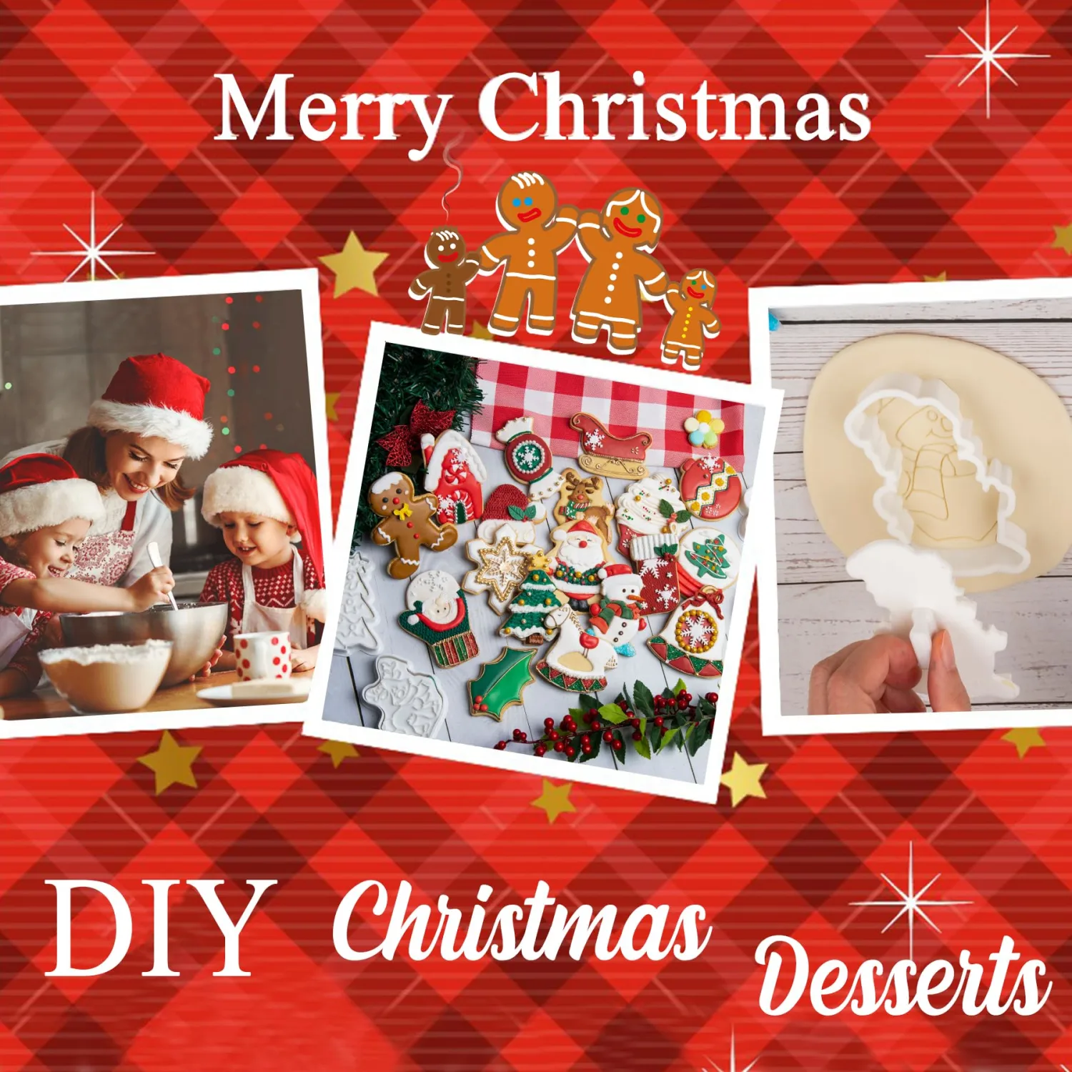 Christmas Cookie Cutters Elf Shapes with Plunger Stamps Holiday PLA Baking Accessories Cutter Molds Gifts Decorative Party 3" Kitchen Cake Supplies