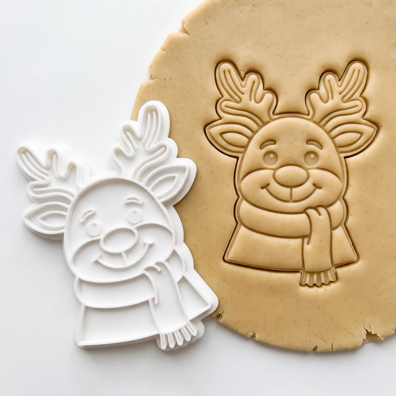 Christmas Cookie Cutters Reindeer Gloves Shape 3D Printed PLA Fondant Cutter with Embosser Stamp 3.5 Inch Xmas Holiday Baking Mold for Decorating Stocking Stuffers Party Favors