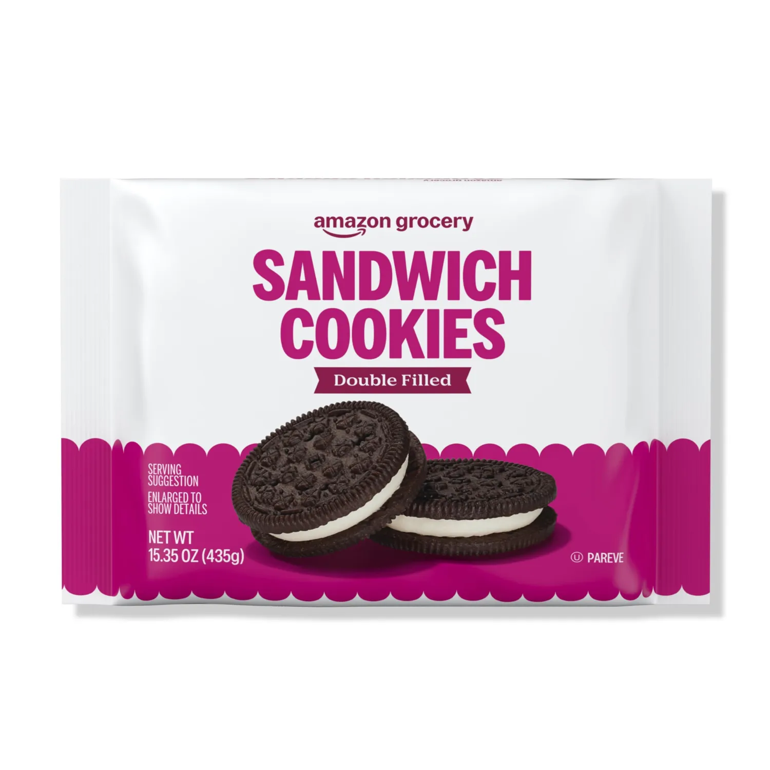 Amazon Brand - Happy Belly Vanilla Cream Double Filled Chocolate Sandwich Cremes Cookies, 1.25 pound (Pack of 1)