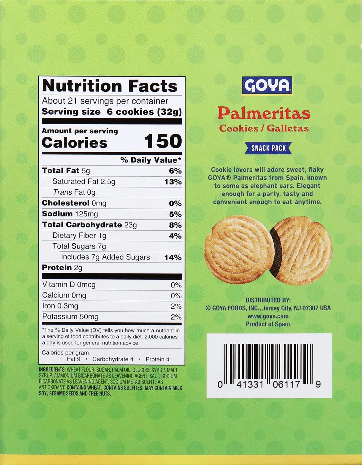 Goya Foods Palmerita Cookies, 3 Ounce (Pack of 8)