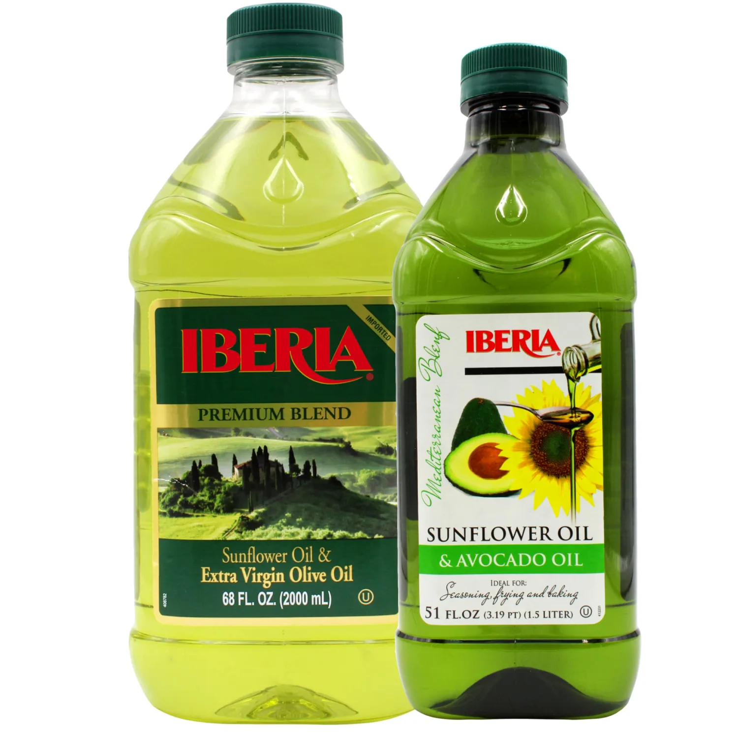 Iberia Sunflower and Extra Virgin Oil Blend, 2L + Iberia Sunflower & Avocado Oil, 51 oz