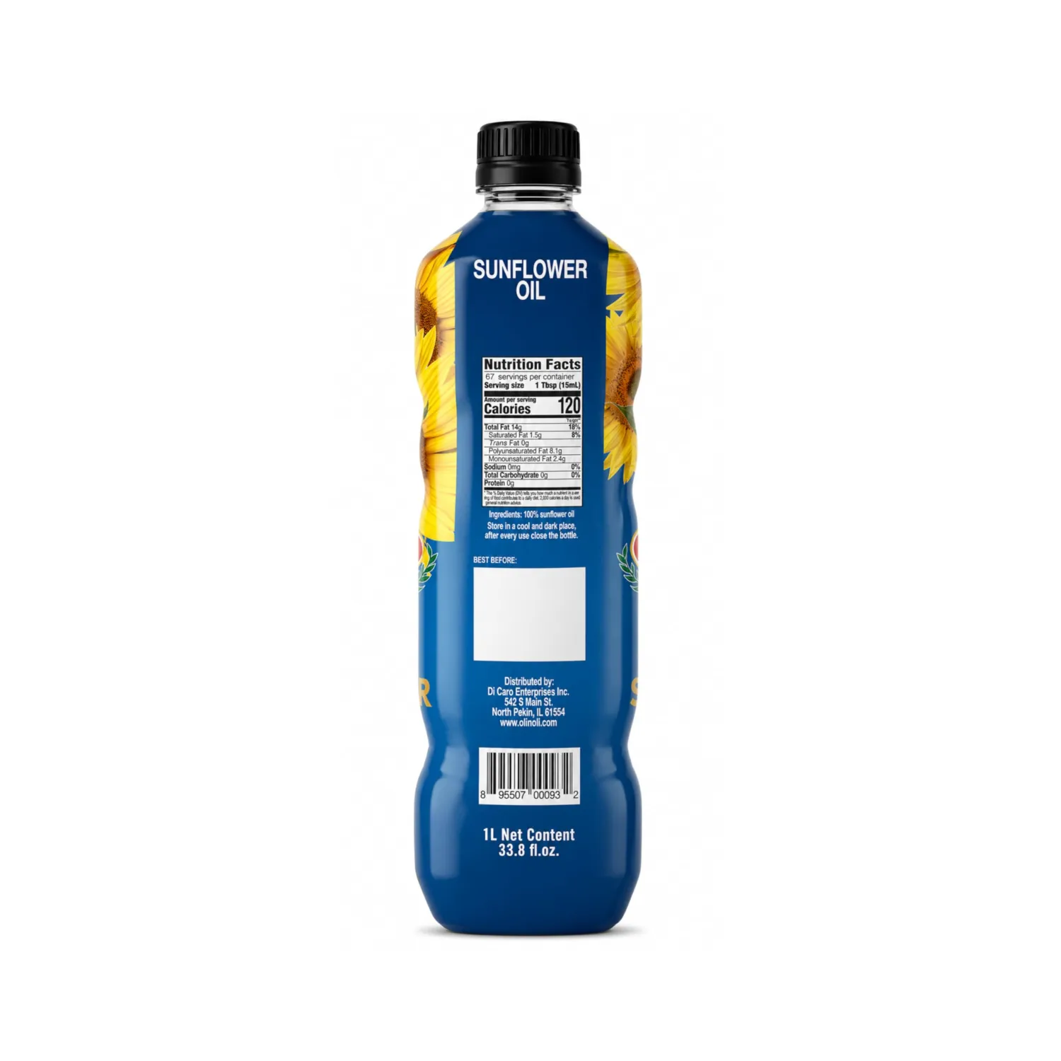 Violi 100% Sunflower Oil, 33.8 Fl Oz (1 Liter), Neutral Cooking Oil for Frying, Baking & Sautéing, Light Flavor, High-Heat Use, Packed in Italy