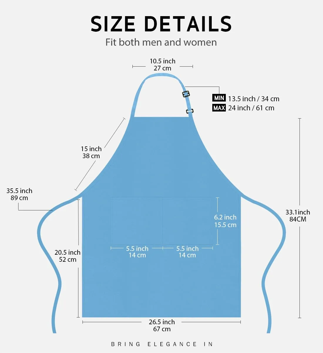 Syntus Apron for Men Women, Adjustable Cooking Kitchen Apron with 2 Pockets