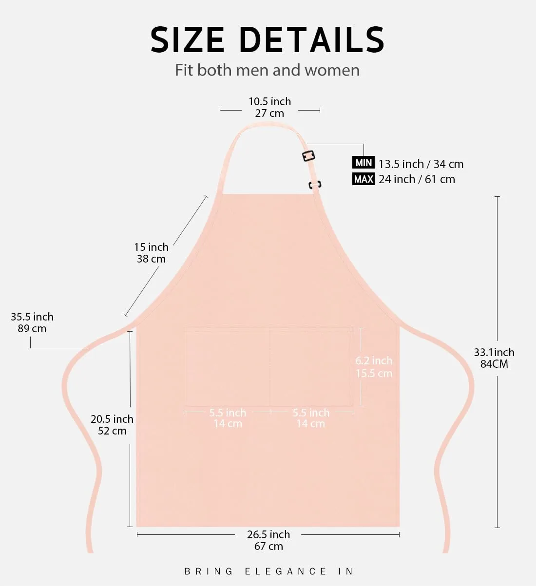 Syntus Apron for Men Women, Adjustable Cooking Kitchen Apron with 2 Pockets
