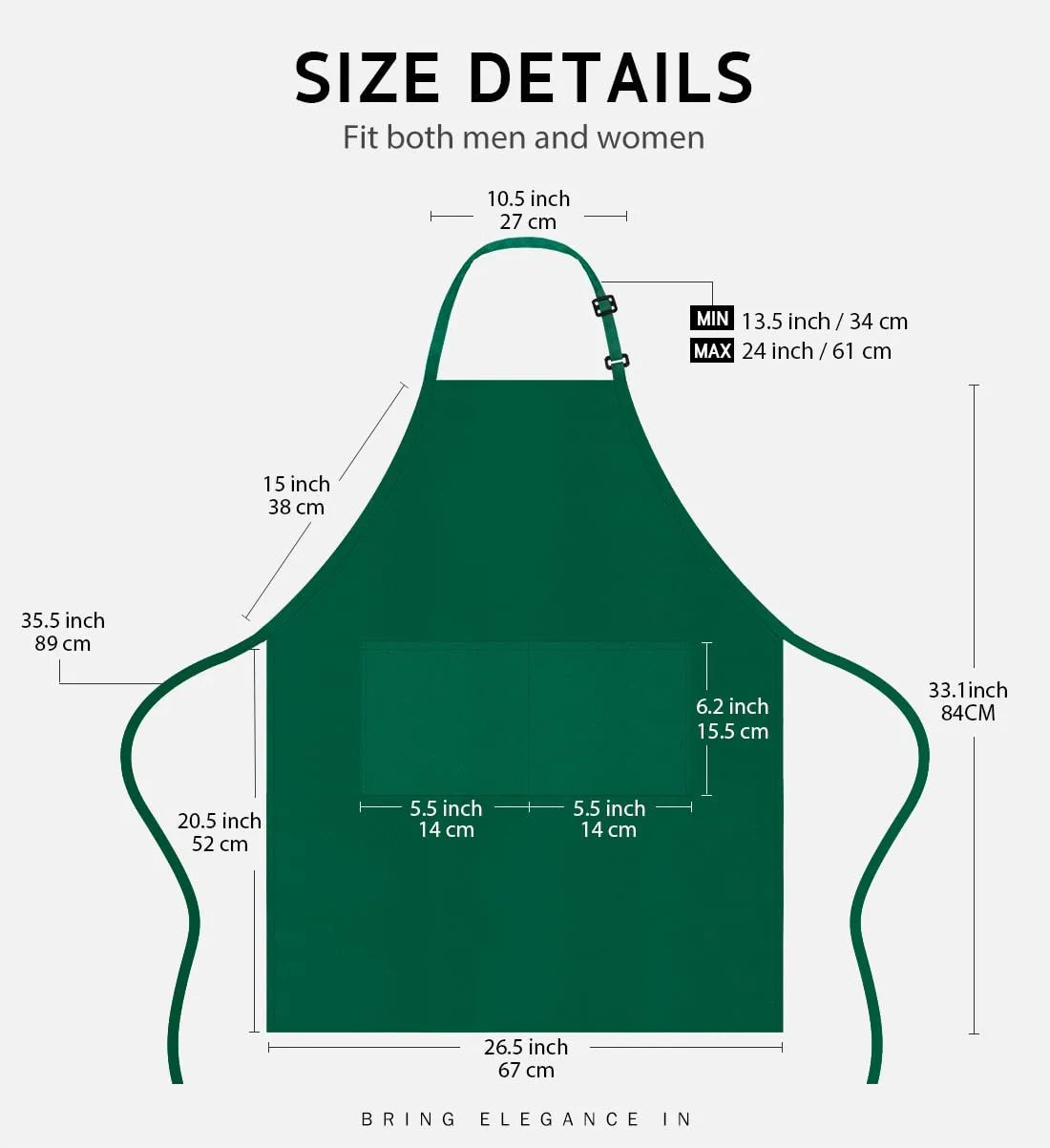 Syntus Apron for Men Women, Adjustable Cooking Kitchen Apron with 2 Pockets