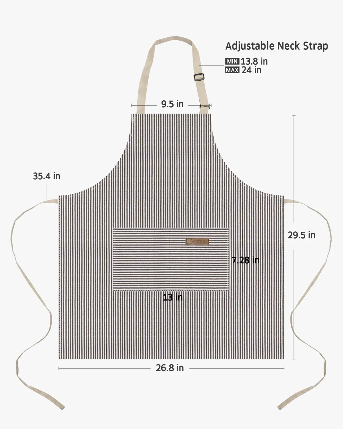 Syntus Apron for Men Women, Adjustable Cooking Kitchen Apron with 2 Pockets