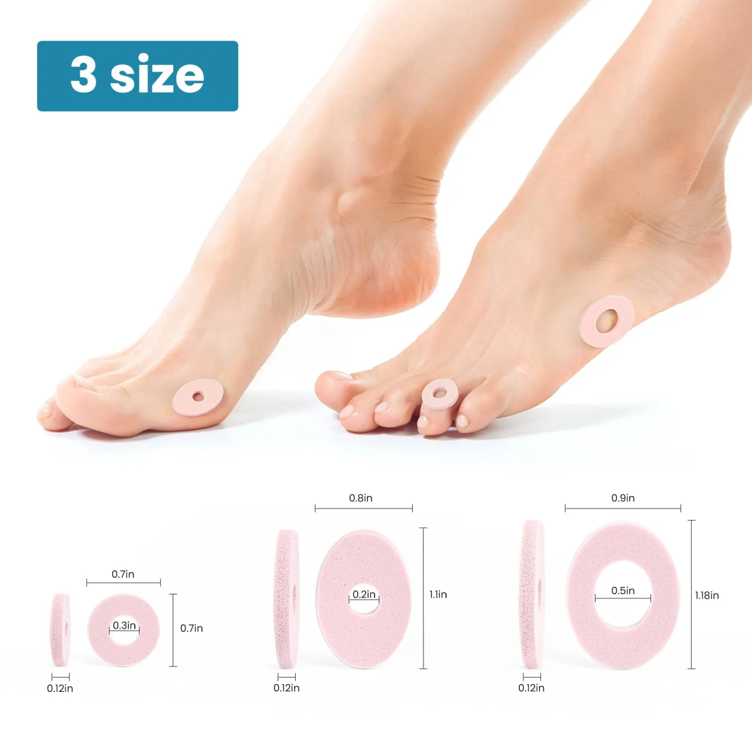 Promifun Corn Cushions for Toes and Feet - Callus Cushions to Protect Sore Spots with Foam Padding - Self-Stick Adhesive Pads - Relief Pain, Pressure and Friction from Shoes (Pink, 45 Count)