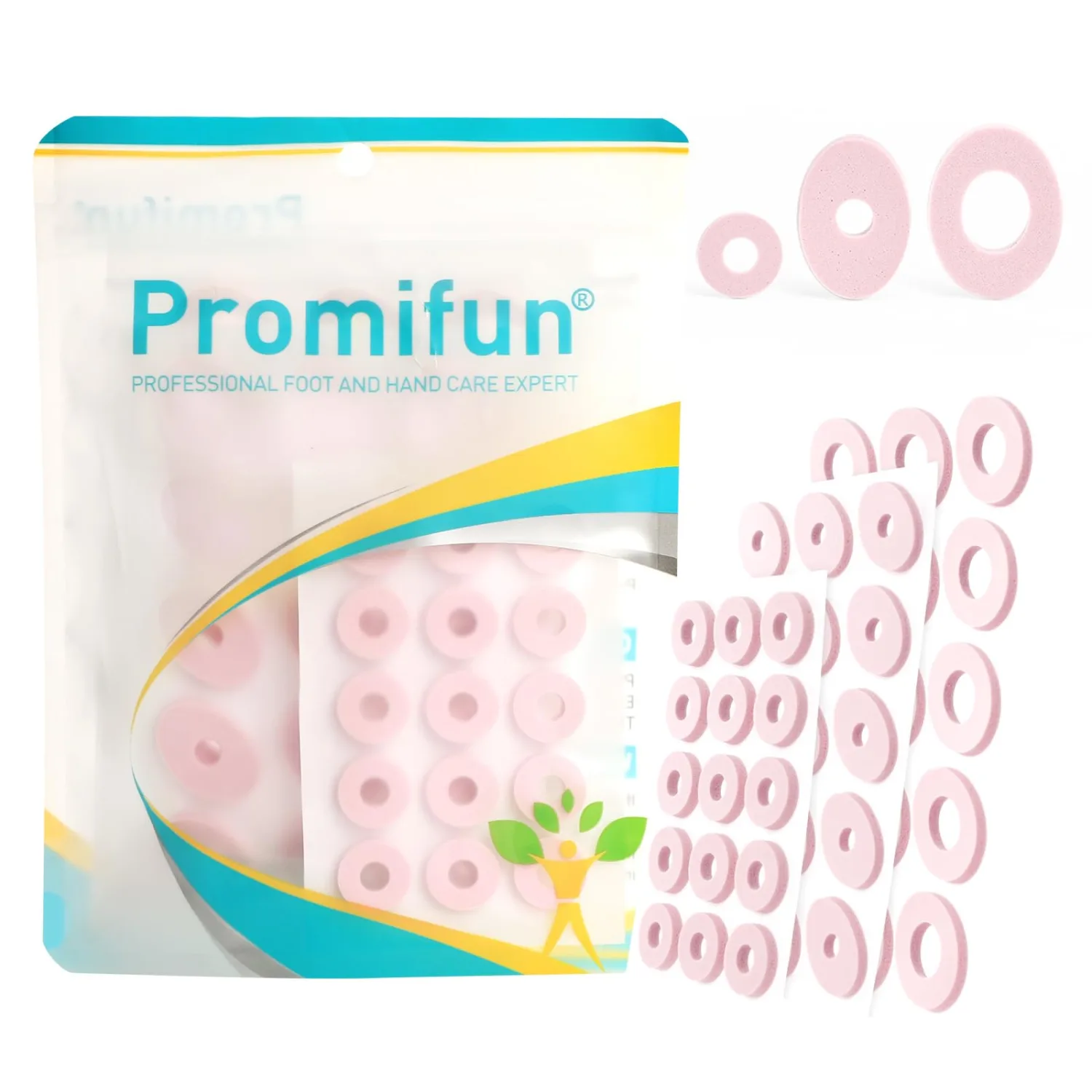 Promifun Corn Cushions for Toes and Feet - Callus Cushions to Protect Sore Spots with Foam Padding - Self-Stick Adhesive Pads - Relief Pain, Pressure and Friction from Shoes (Pink, 45 Count)