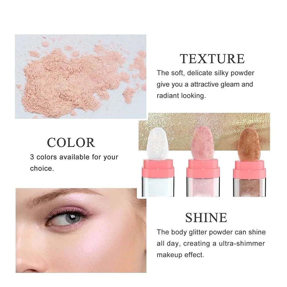 Glitter Powder Highlighter Makeup, Body Brightens the Natural Three-dimensional Face Blusher Patting Powder Highlighter. (04-Green)