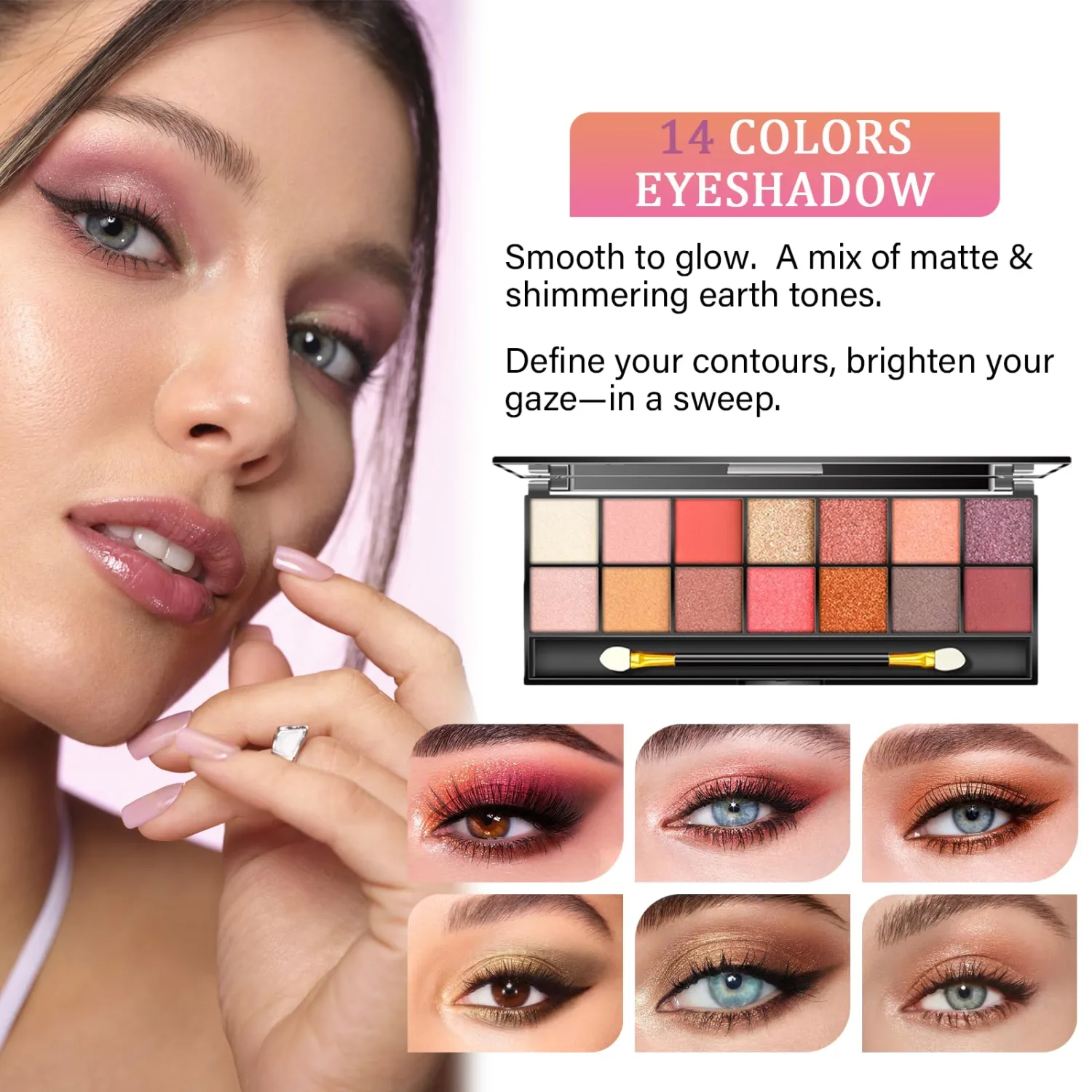 Makeup Set for Women, Makeup Kit for Women Full Kit, Travel Makeup Set, Makeup Gift Set for Girls, 14-Color Eyeshadow Palette, 2 x Lip Gloss, Eyebrow Powder, Contour Stick, Face Make up 04