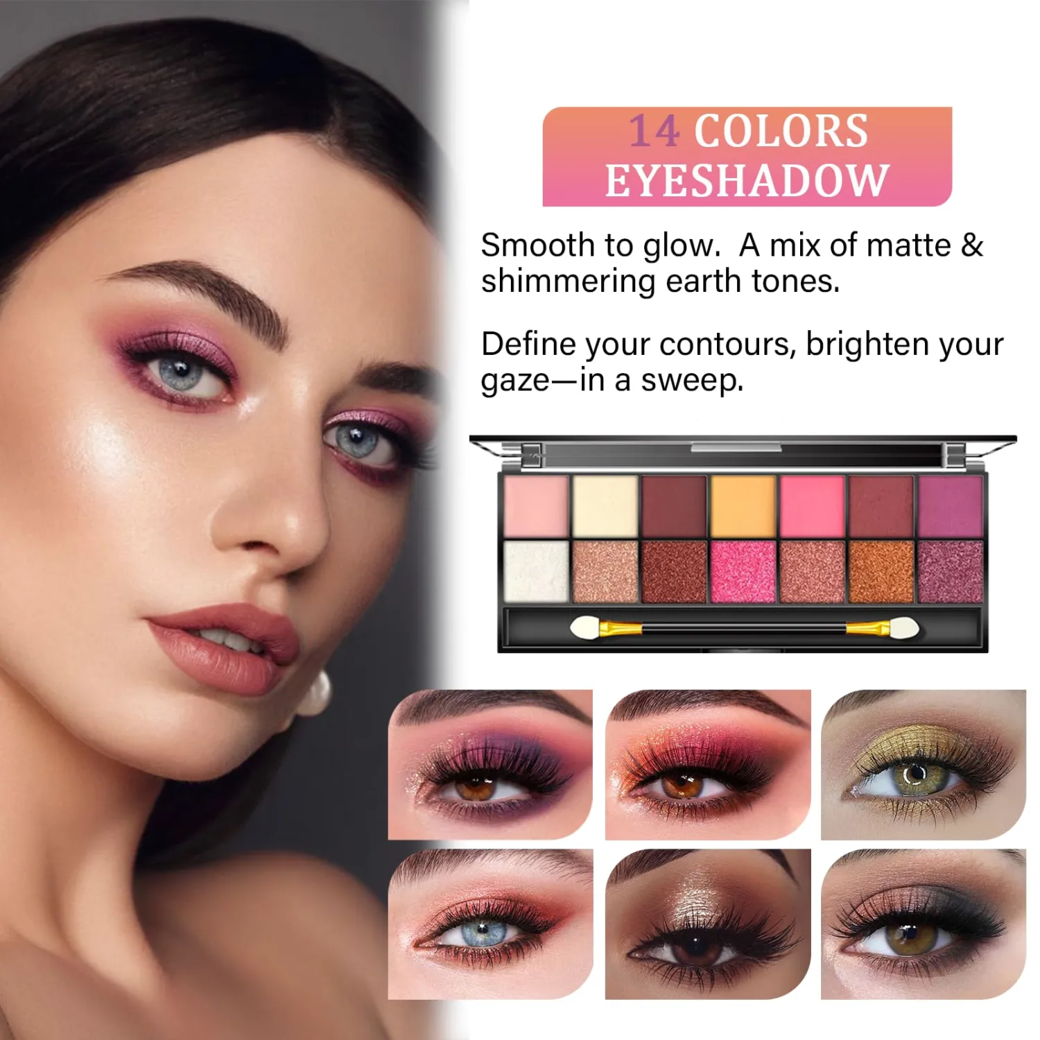 Makeup Set for Women, Makeup Kit for Women Full Kit, Travel Makeup Set, Makeup Gift Set for Girls, 14-Color Eyeshadow Palette, Lip Gloss, Eyebrow Pencil, Contour Stick, Face Make up 03