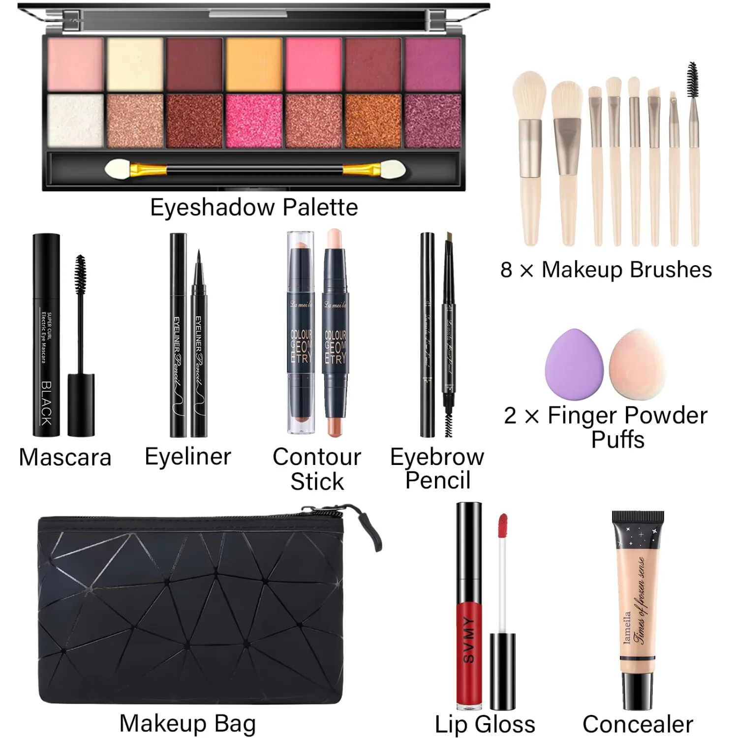 Makeup Set for Women, Makeup Kit for Women Full Kit, Travel Makeup Set, Makeup Gift Set for Girls, 14-Color Eyeshadow Palette, Lip Gloss, Eyebrow Pencil, Contour Stick, Face Make up 03