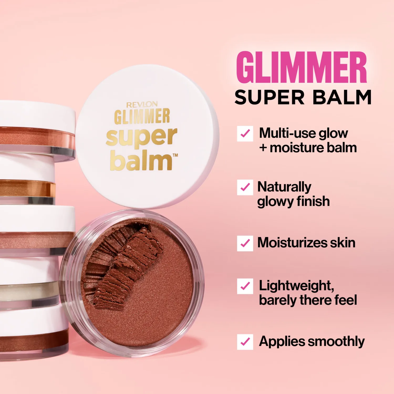 Revlon Glimmer Super Balm, Multi-Use Makeup, 003 Just a Girl, 0.06 oz
