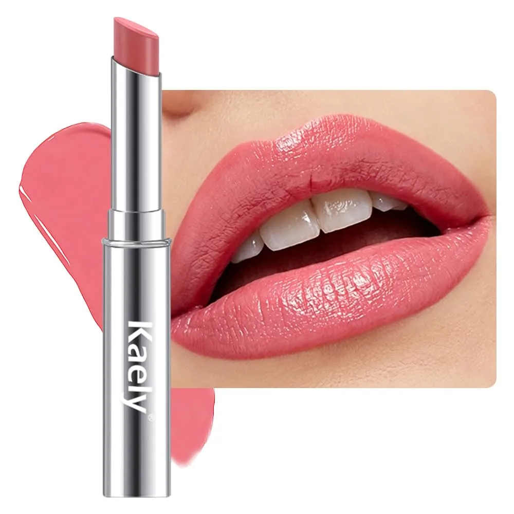 evpct Light Terracotta Rose Shiny Lipstick Satin Waterproof for Women, 02#