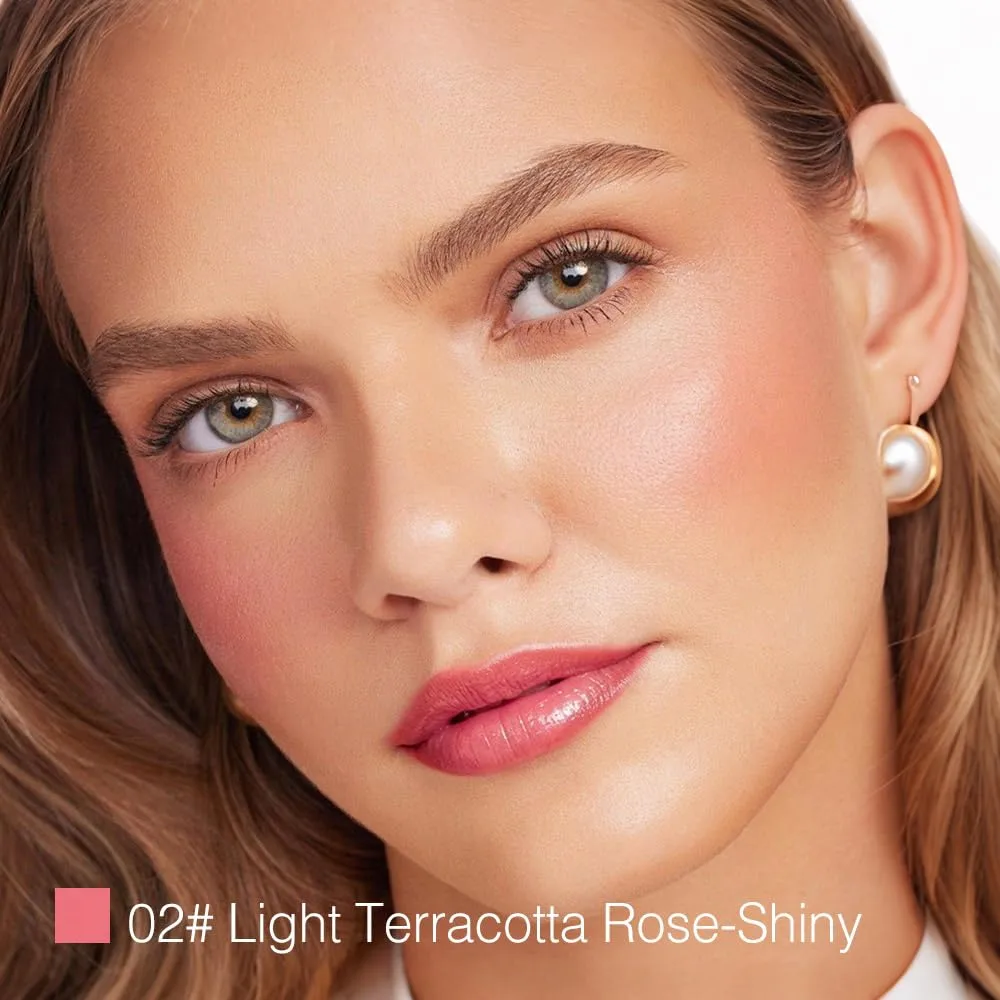 evpct Light Terracotta Rose Shiny Lipstick Satin Waterproof for Women, 02#