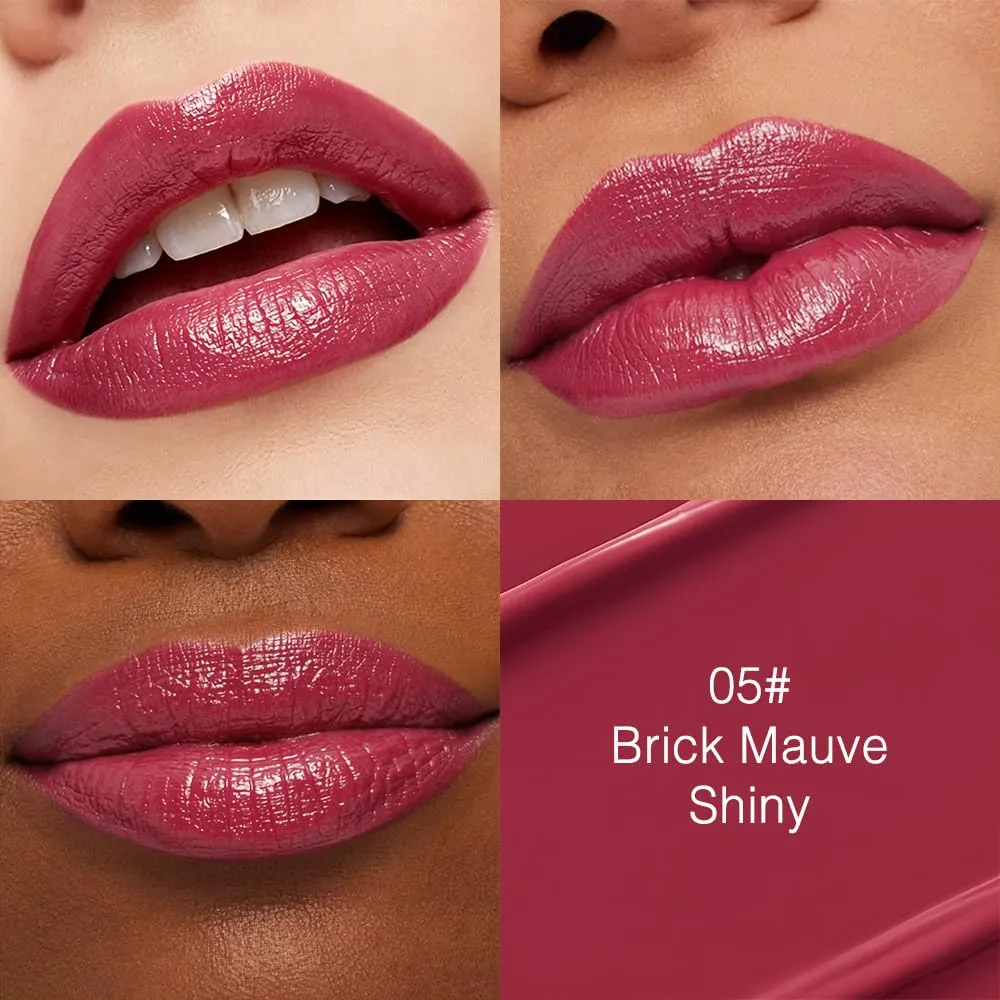 evpct Brick Mauve Shiny Lipstick Satin Finish Waterproof for Women, 05#