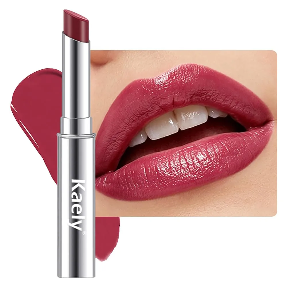 evpct Brick Mauve Shiny Lipstick Satin Finish Waterproof for Women, 05#