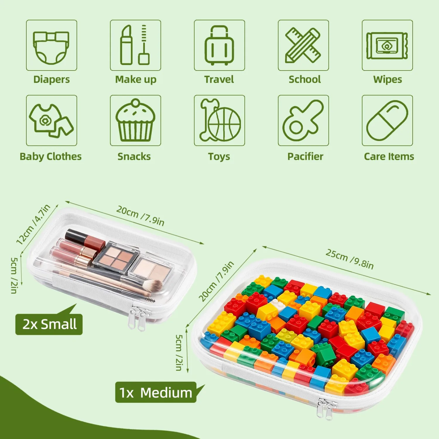 3 pcs Hard Shell Zipper Case, Pencil Case, Clear Zipper Pouches