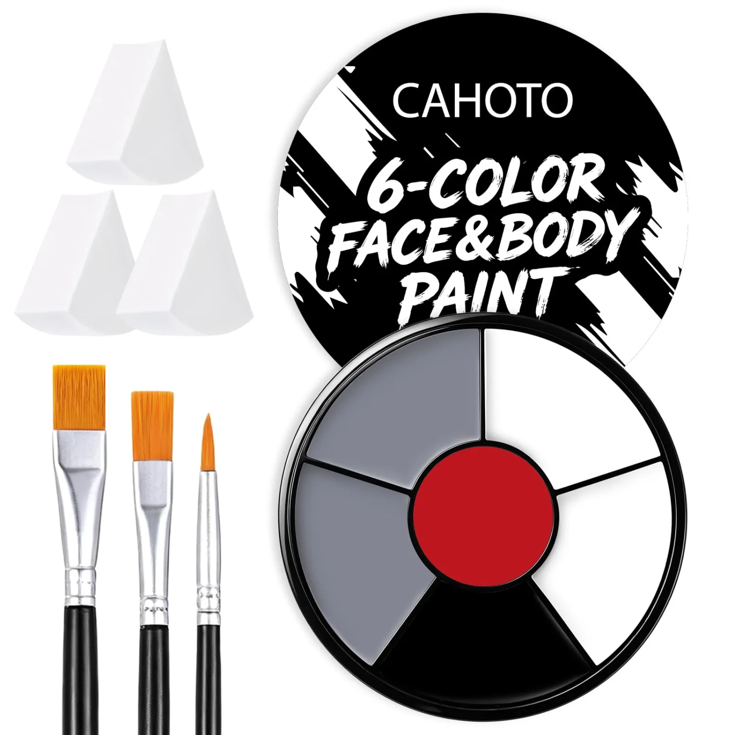 6 Colors Clown Face & Body Paint With 3 Sponges & 3 Brushes
