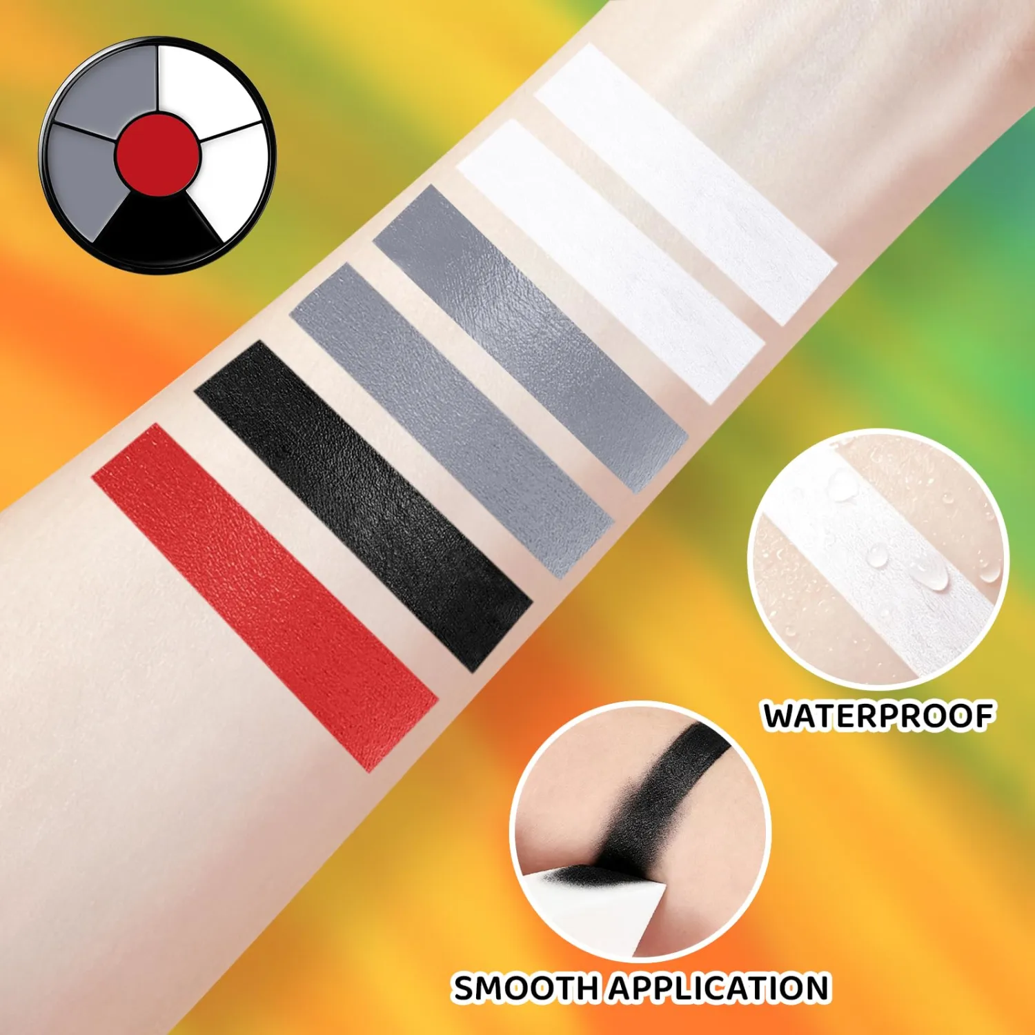 6 Colors Clown Face & Body Paint With 3 Sponges & 3 Brushes