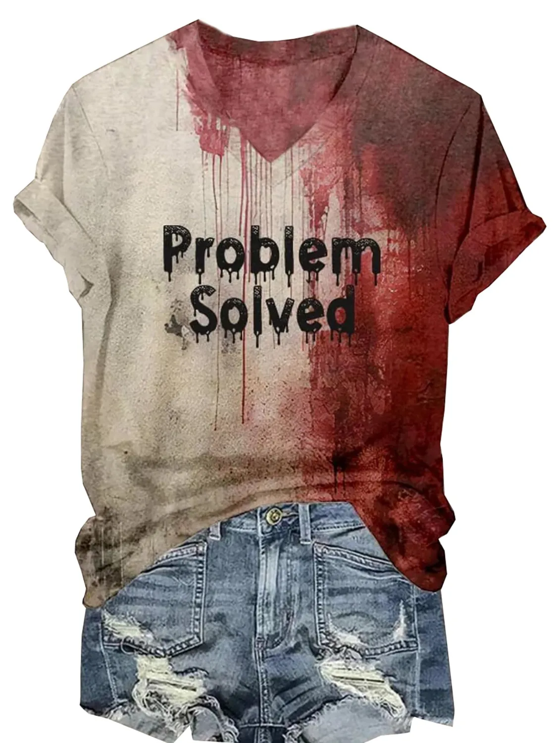 Halloween Shirts for Women Halloween Blood Stain Graphic Tees Tops