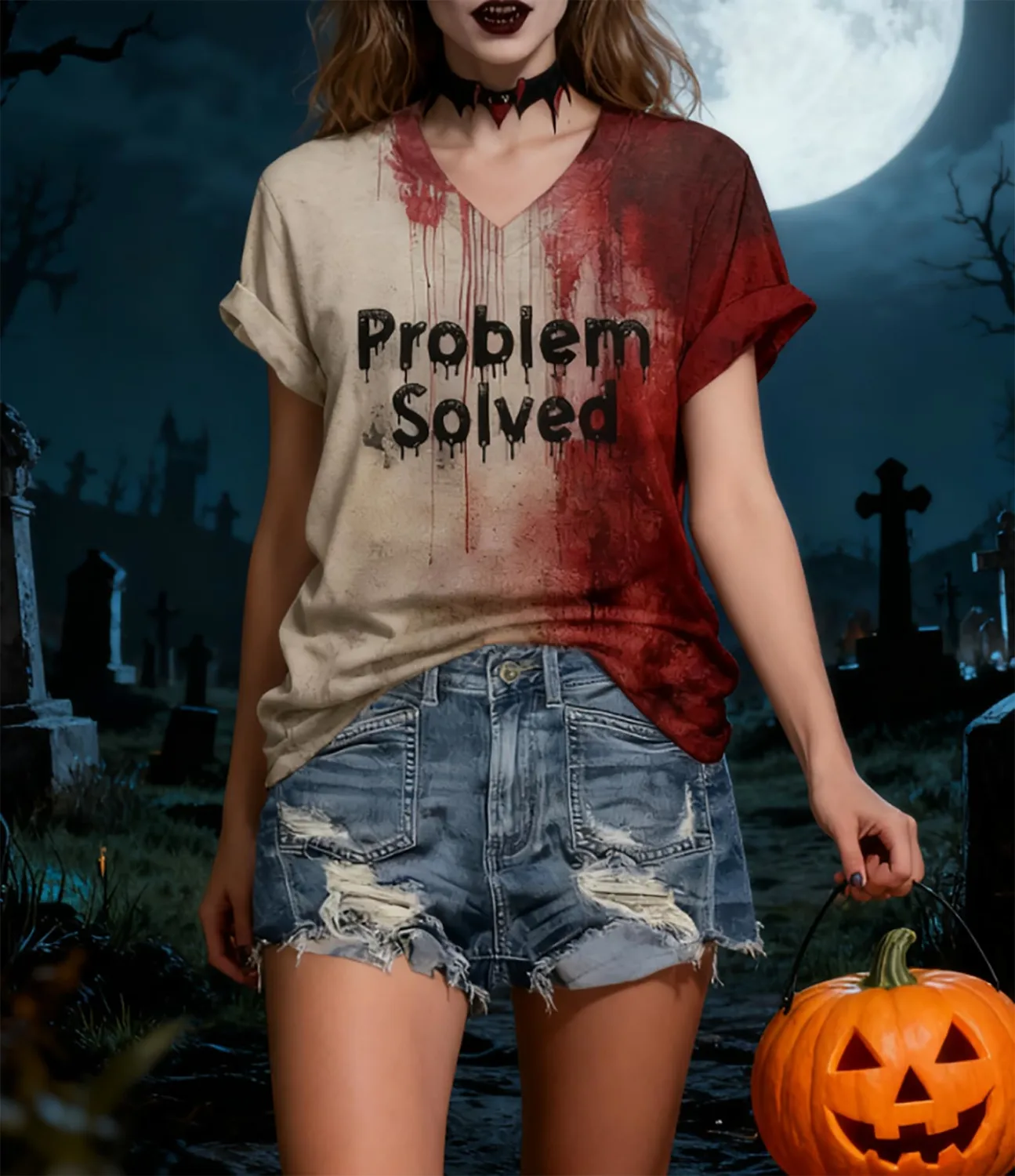 Halloween Shirts for Women Halloween Blood Stain Graphic Tees Tops