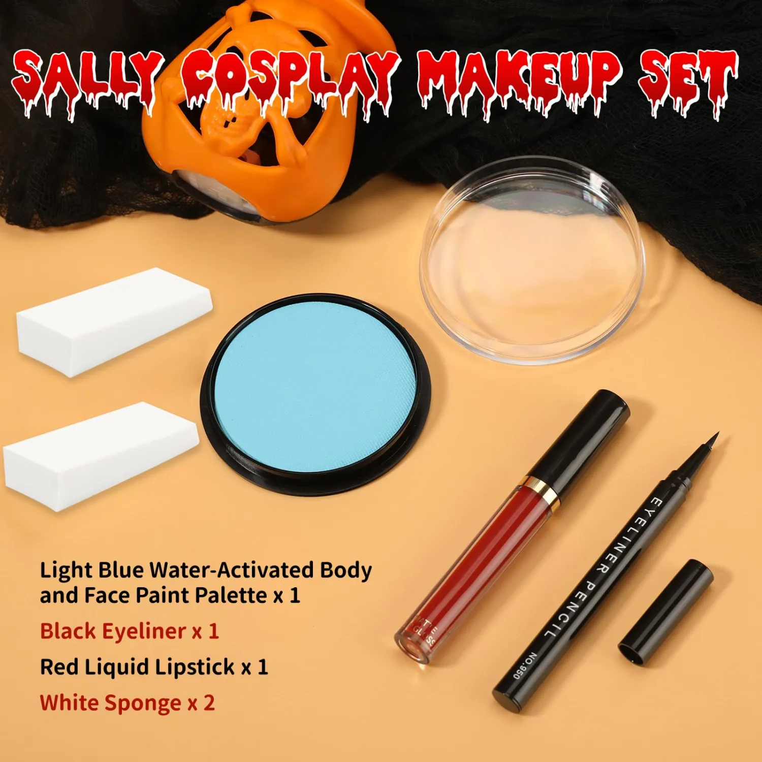 5 Pcs Halloween Sally Makeup Kit, Sally Corpse Bride Cosplay Accessories